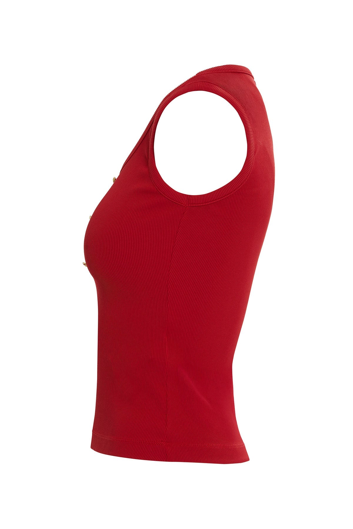 Red Button-Front Tank Top