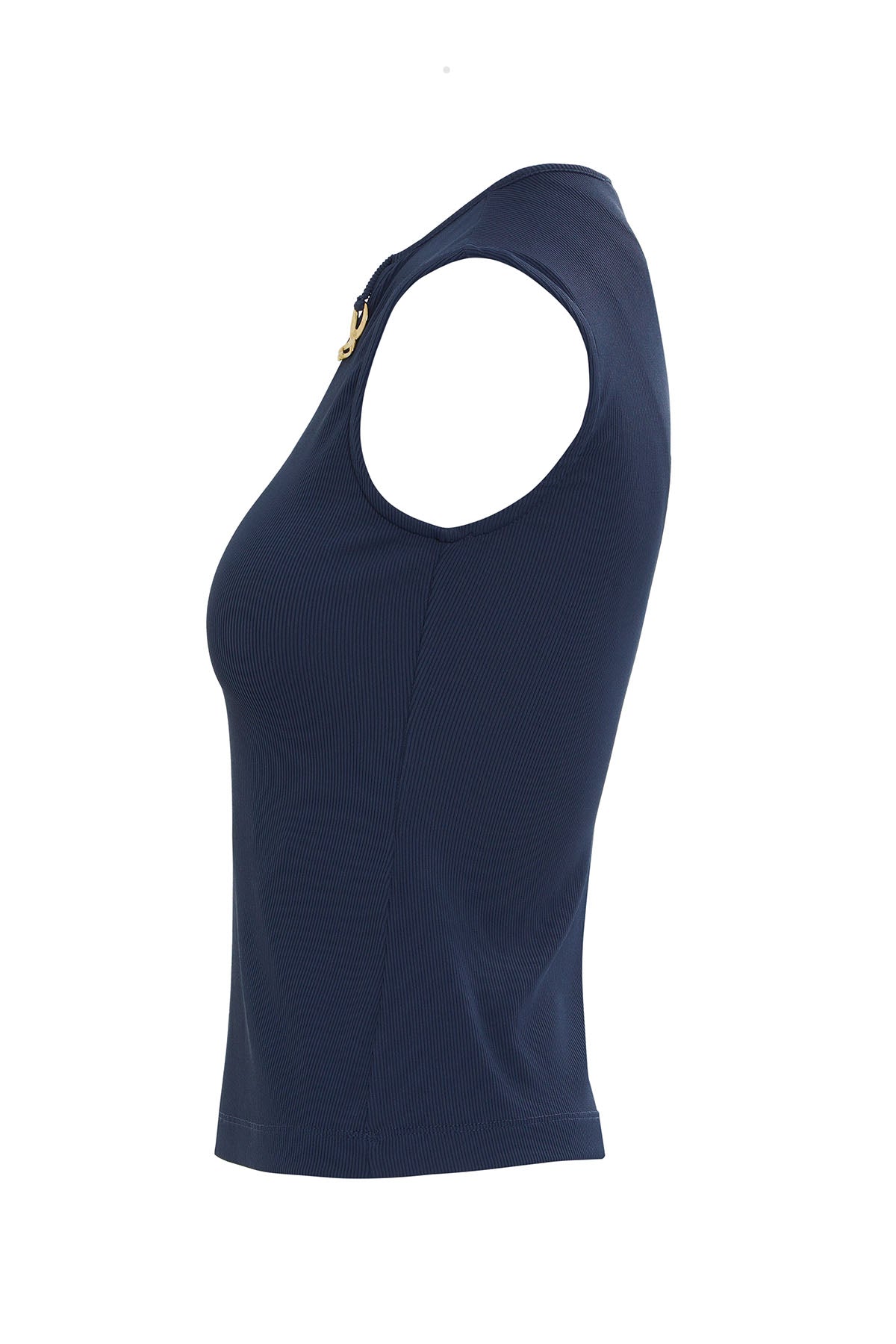 Navy Collar Accessory Blouse