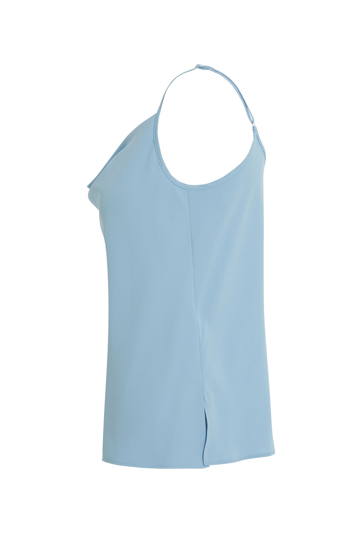 Blue Drape Neck Blouse