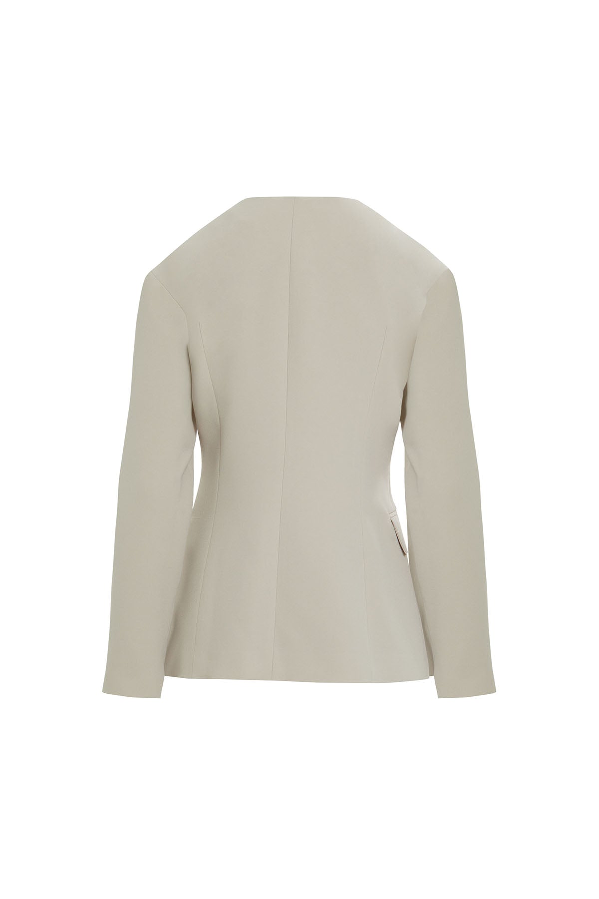Beige Double-Breasted Brooch Jacket