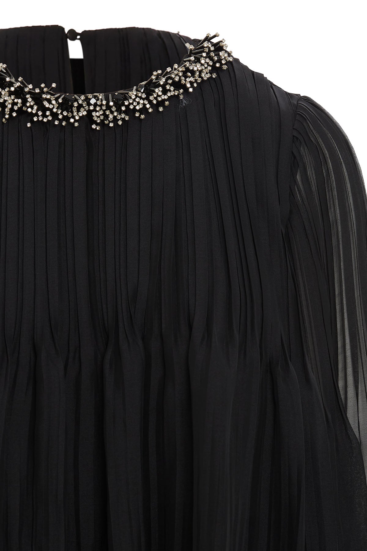 Three-Quarter Sleeve Pleated Long  Dress