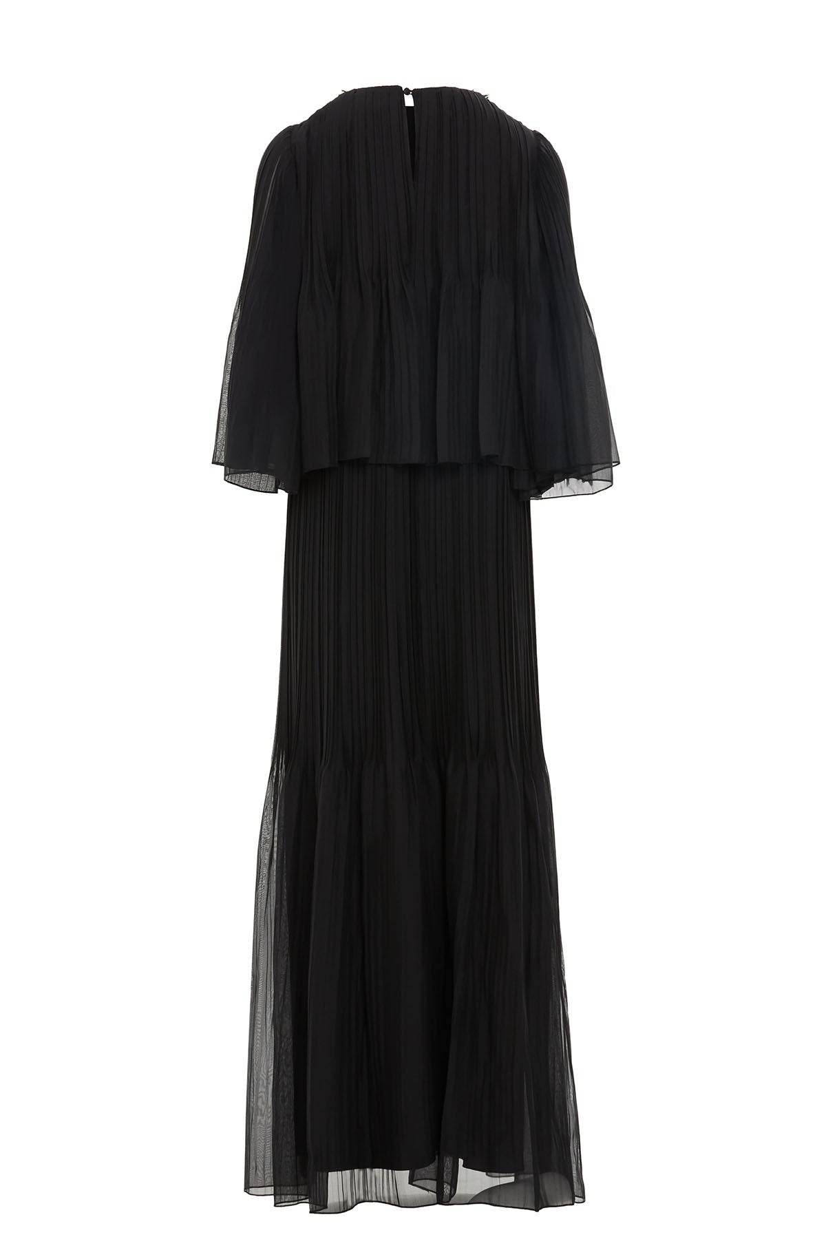 Three-Quarter Sleeve Pleated Long  Dress