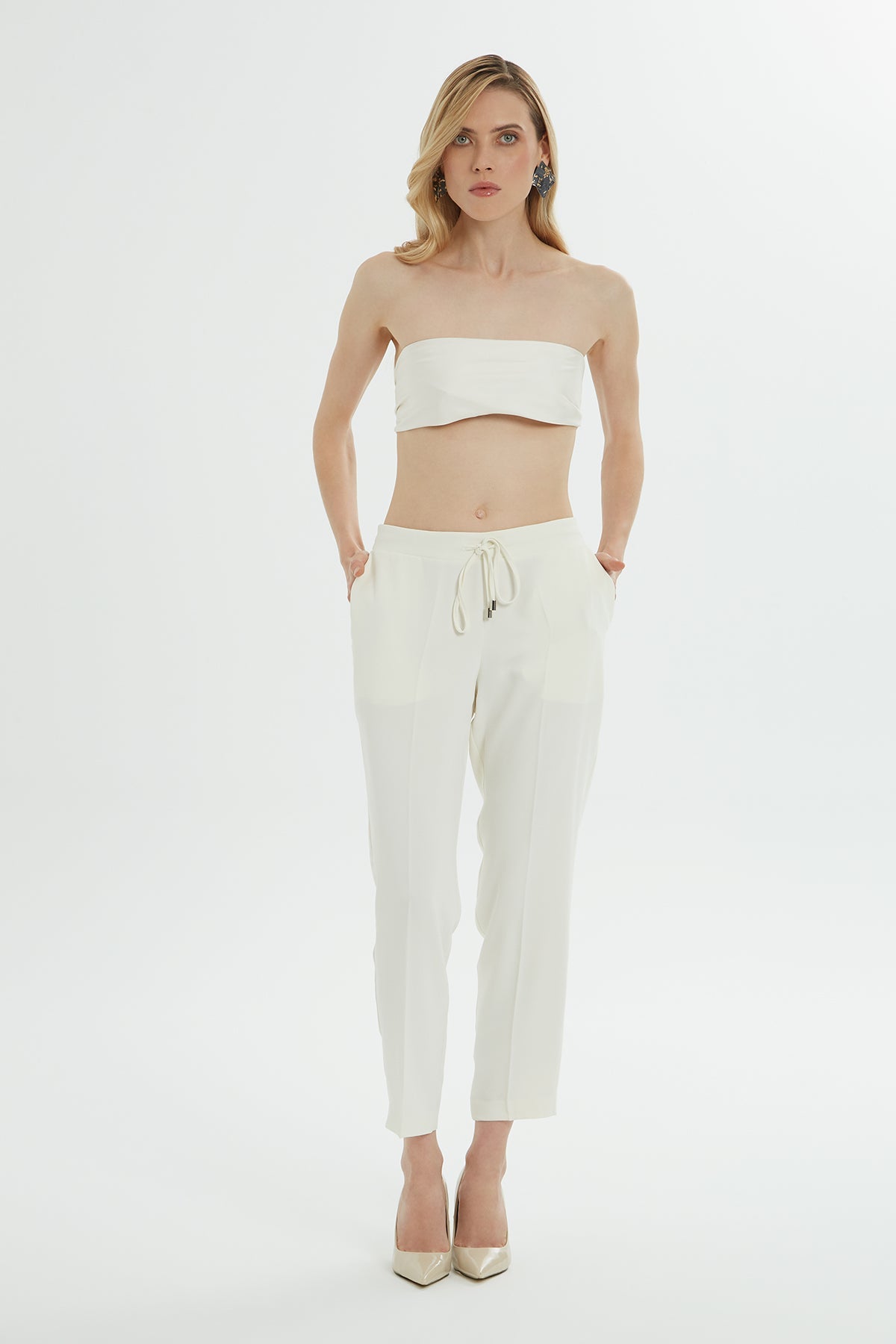 Ekru Straight-Leg Trousers