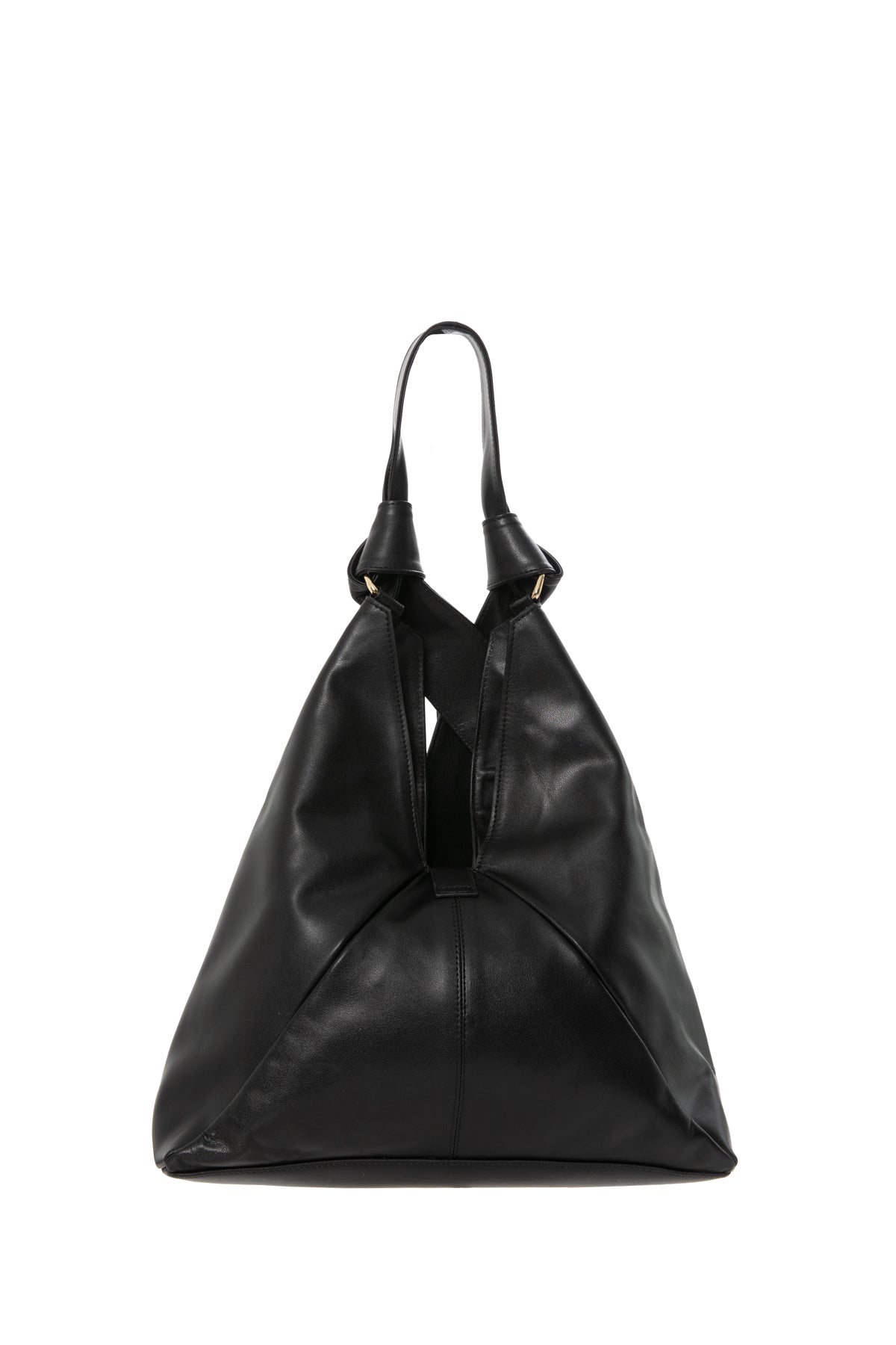 Leather Shoulder Bag With Tying Handle Detail
