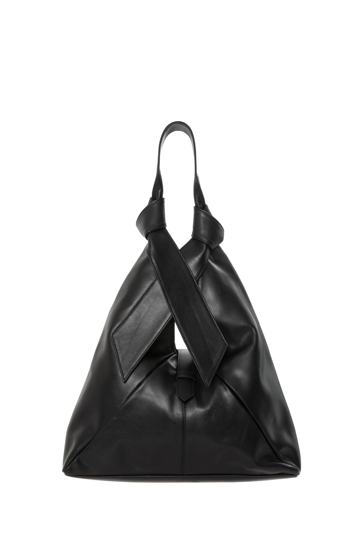 Leather Shoulder Bag With Tying Handle Detail