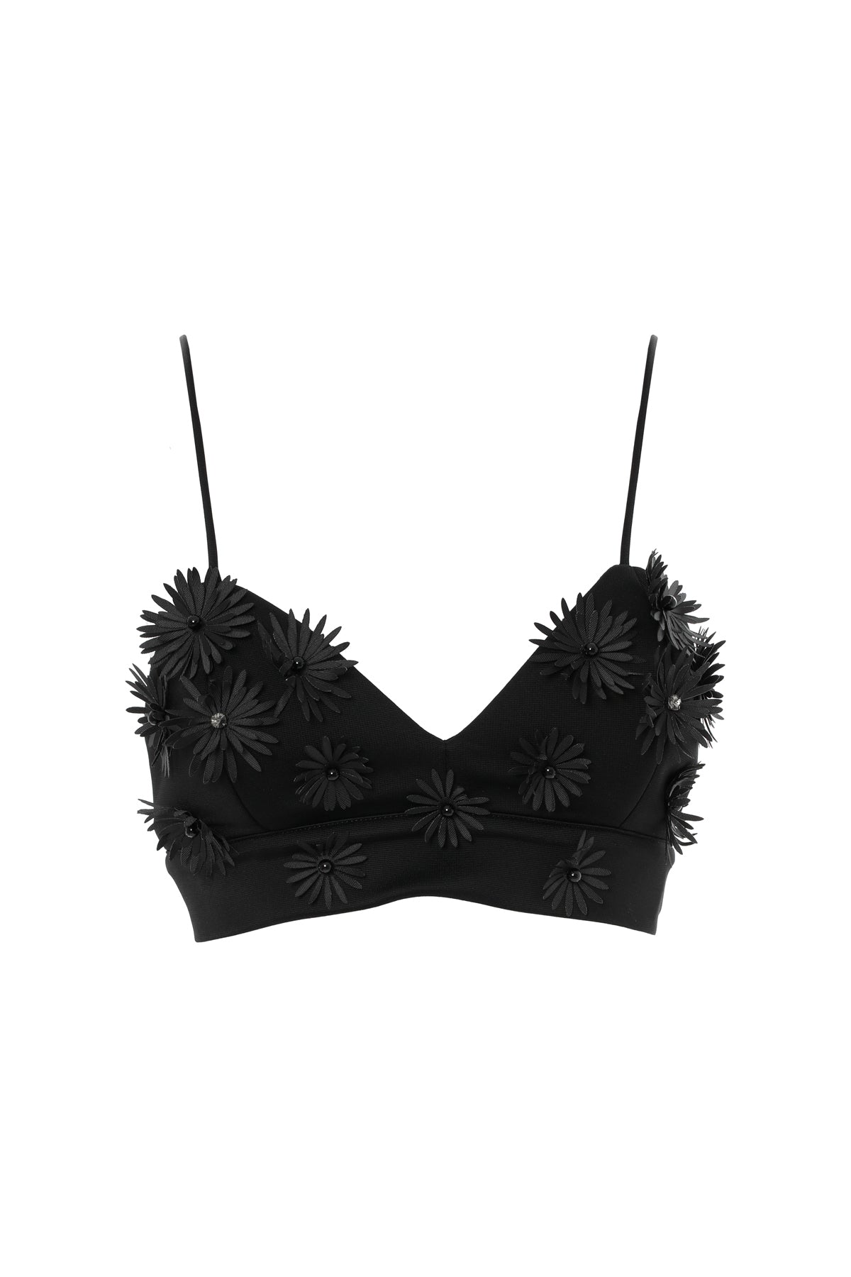 Black Floral Strap Bustier