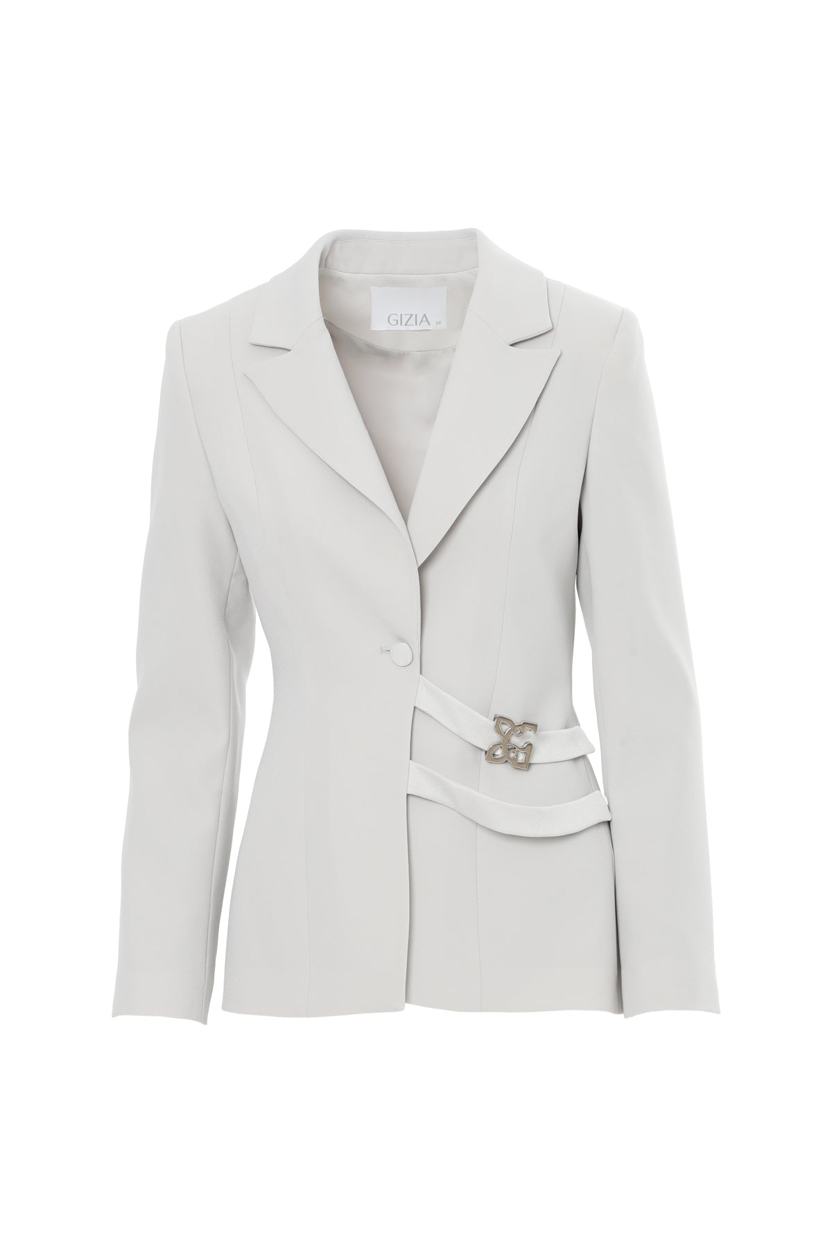 Grey Front-Band Detail Jacket