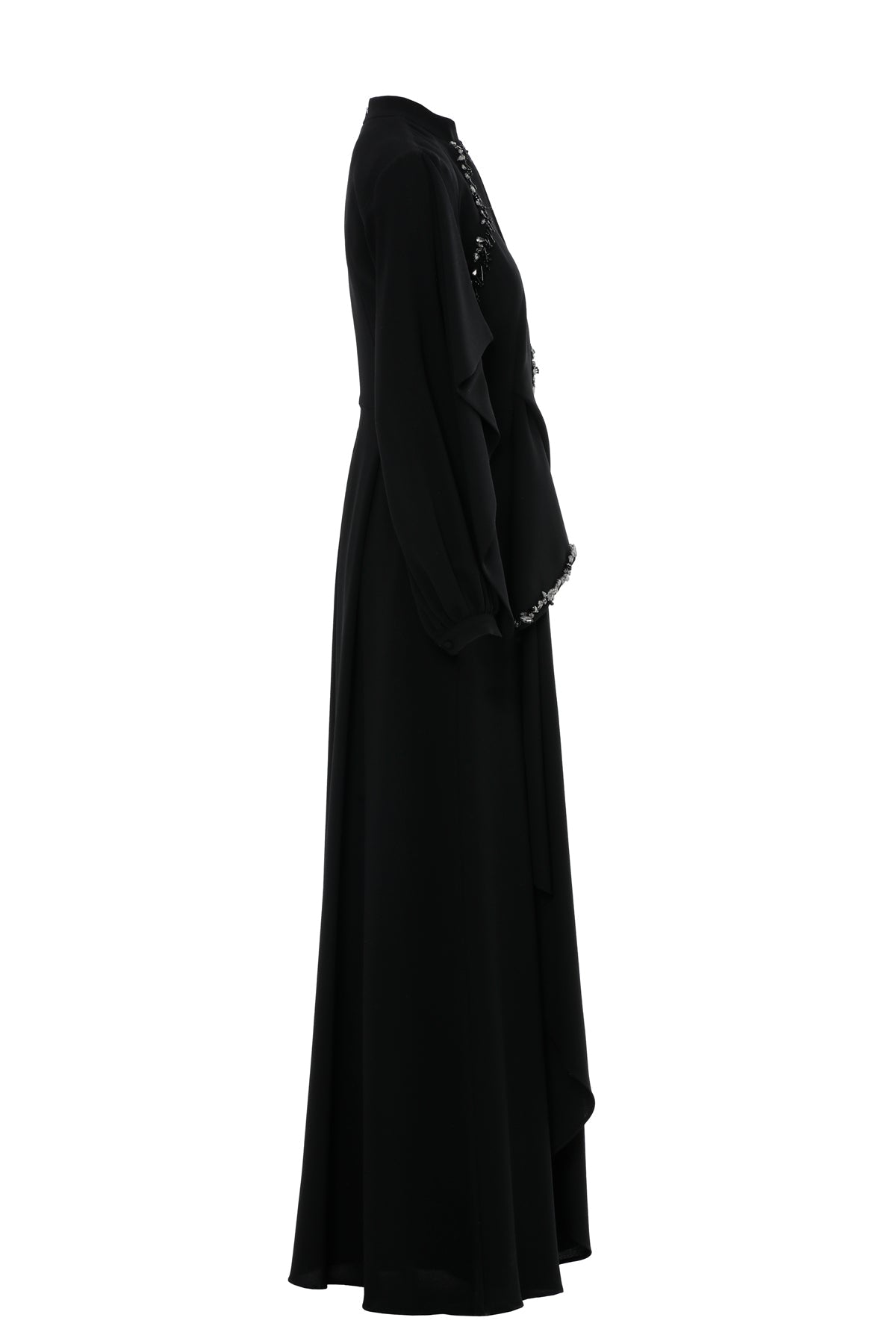 Long Dress with Front Slit  Stone Embellishments