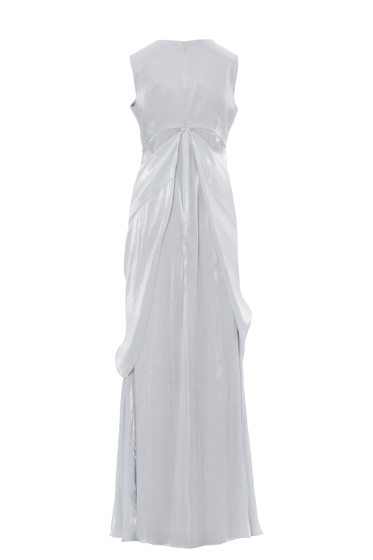 Grey Draped-Detail Maxi Dress