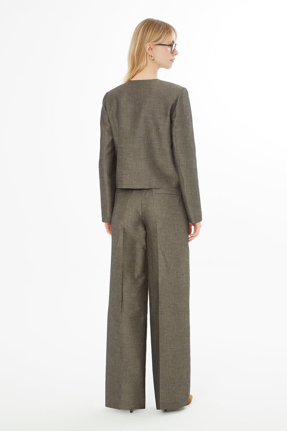 Gray Suit Jacket with Chain Collar