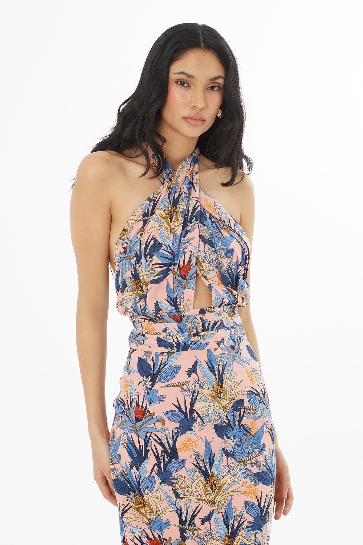 Printed Backless Midi Dress