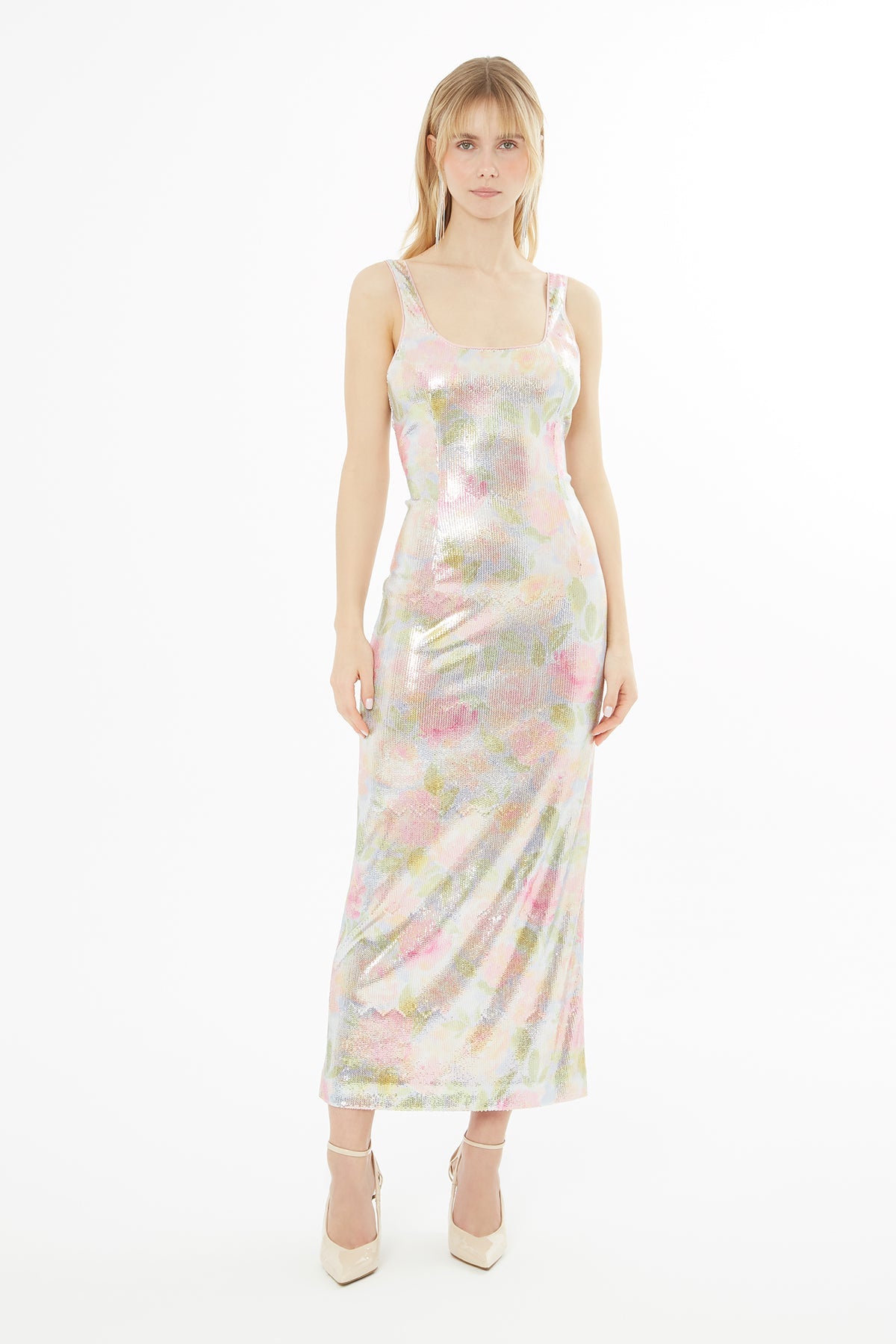 Strappy Sequin Midi Dress