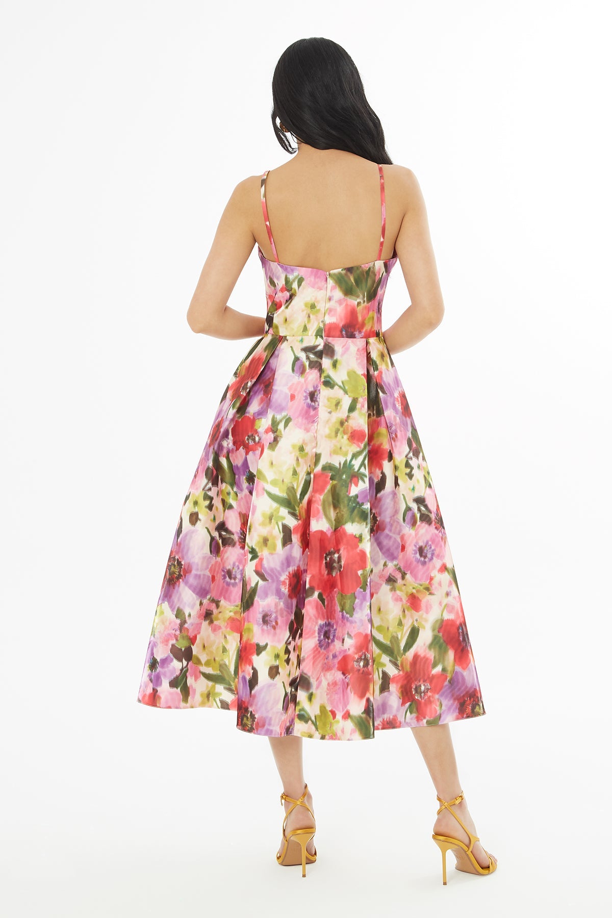 Printed Pleated Midi Dress