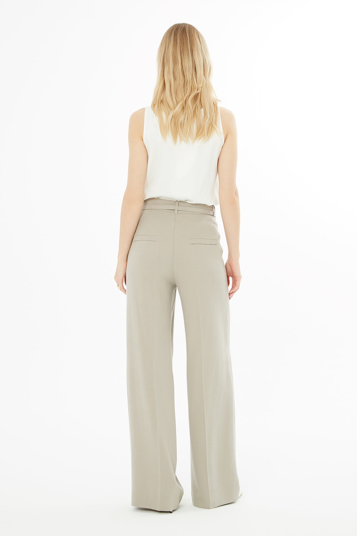 Beige Trousers with Hook Closure