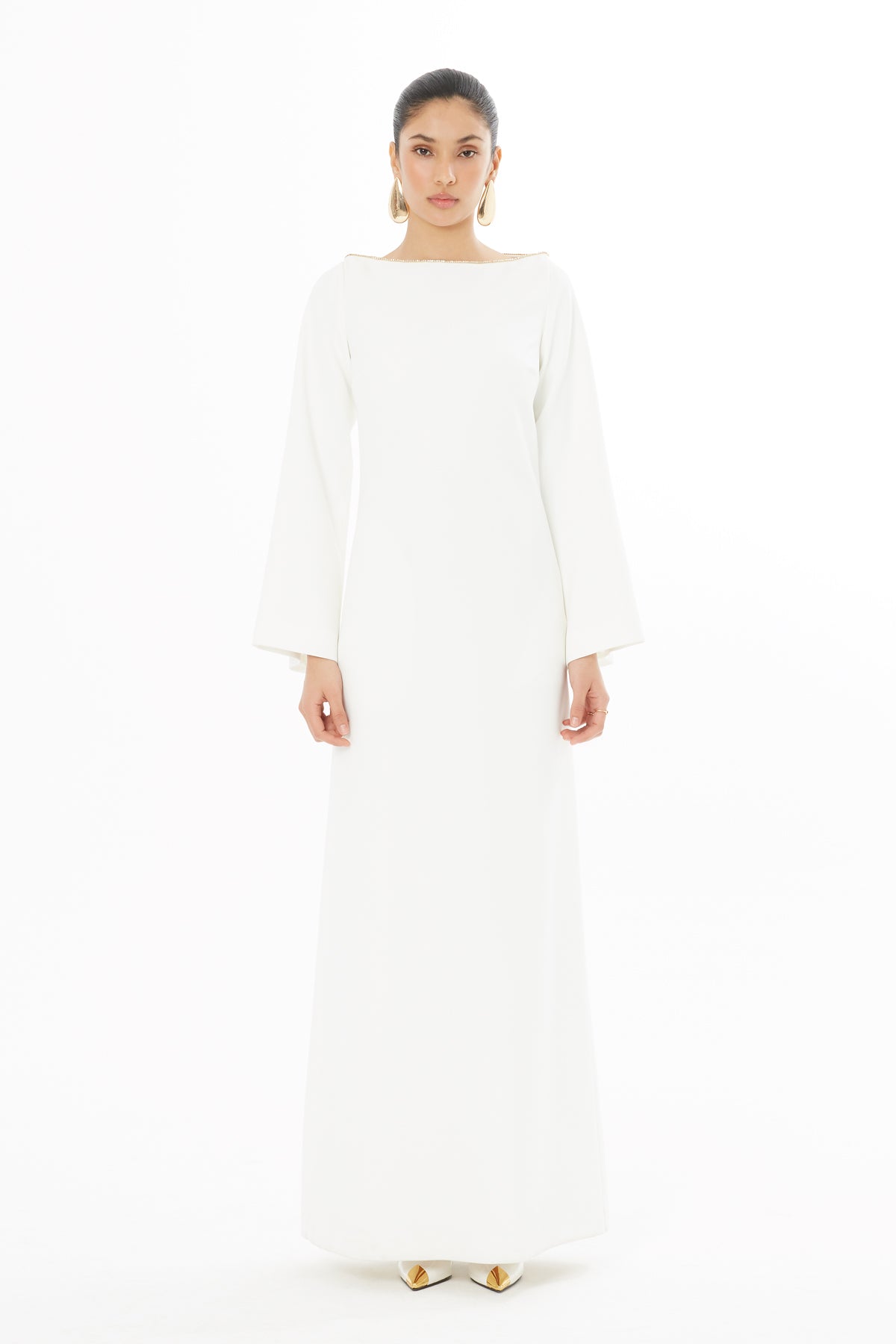 White Maxi Dress with Tasseled Back