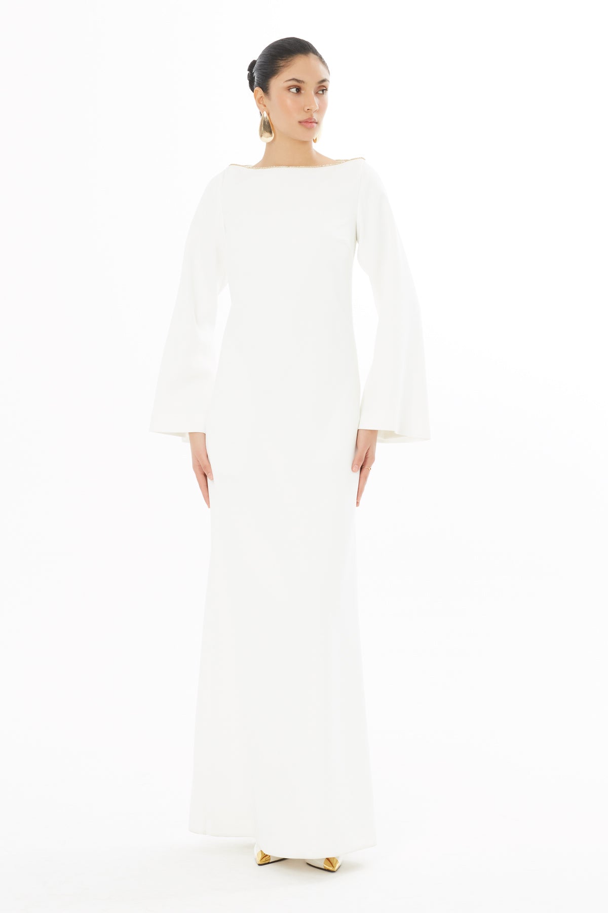 White Maxi Dress with Tasseled Back