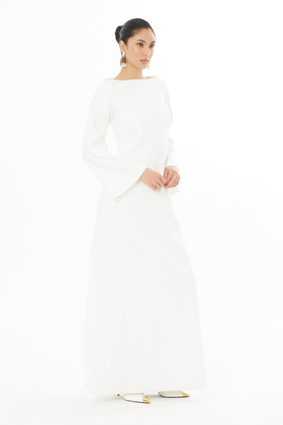 White Maxi Dress with Tasseled Back