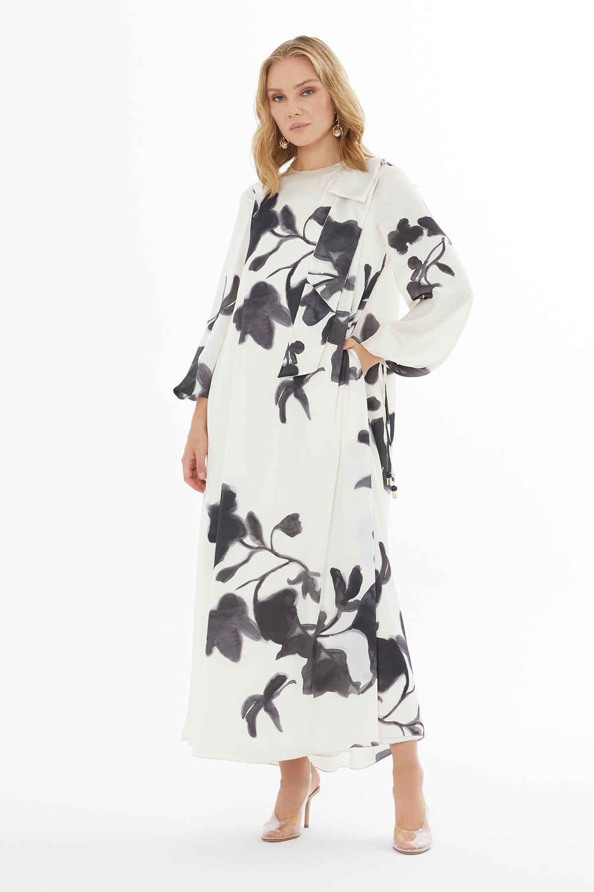 Ruffled Dress with Back Button Closure N