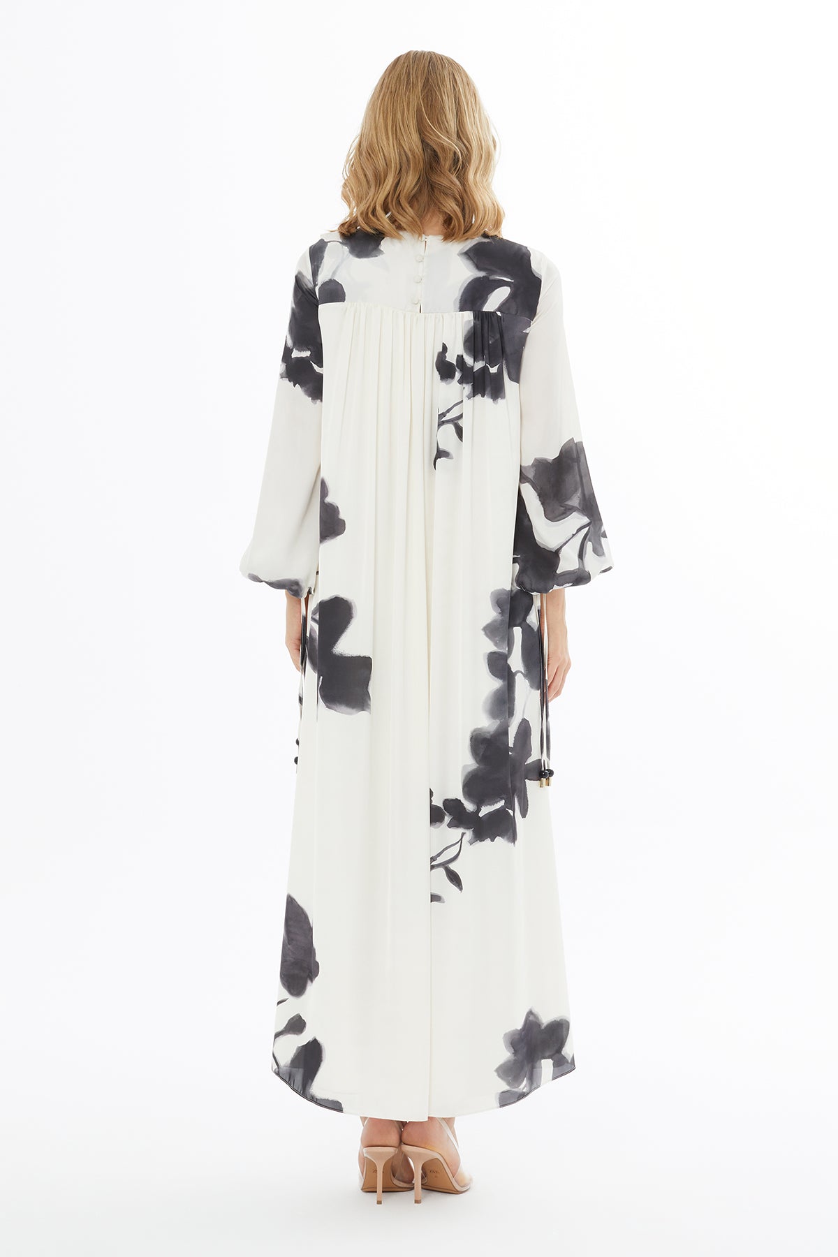 Ruffled Dress with Back Button Closure N