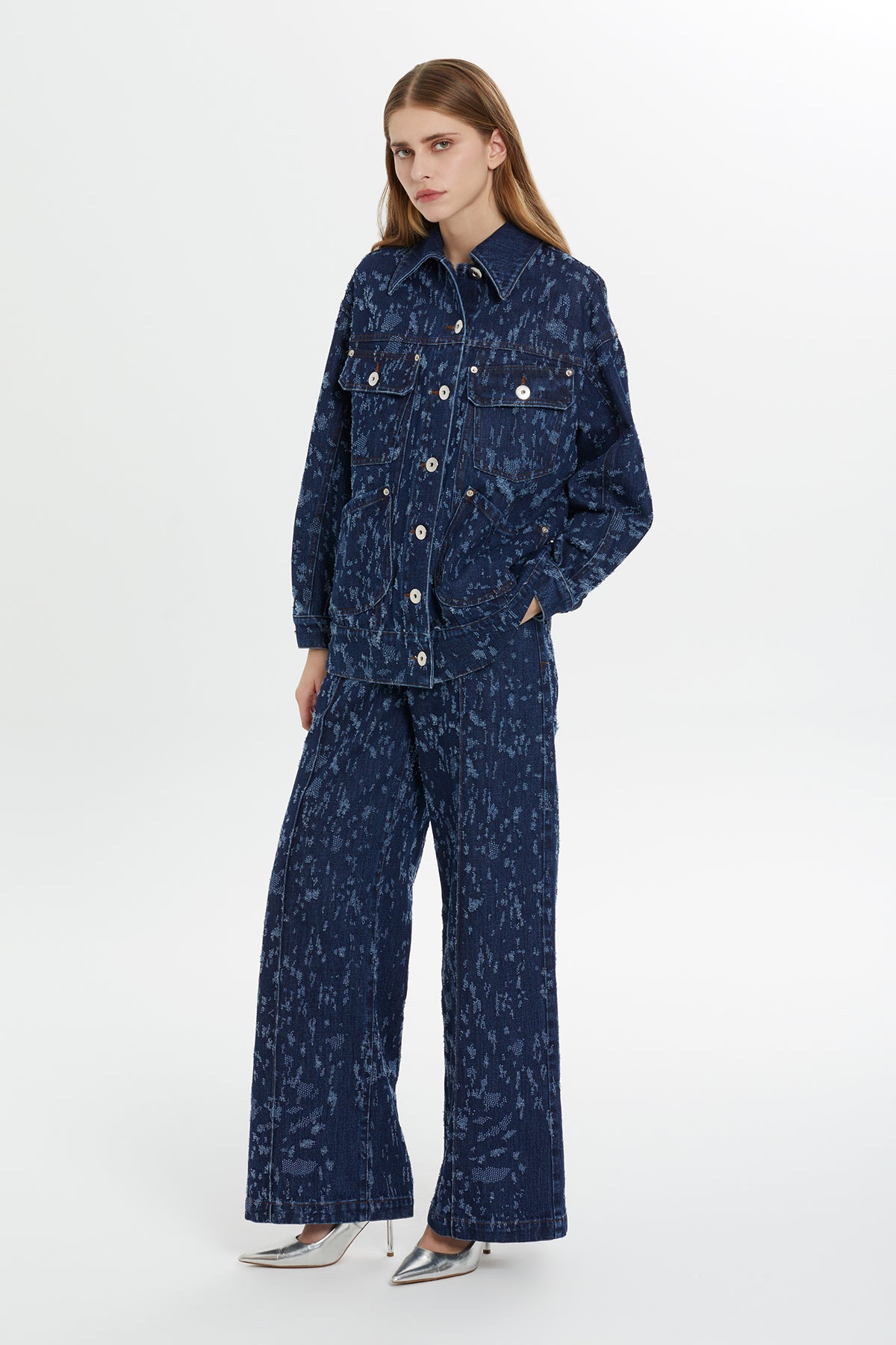 Patterned Navy Jean Jacket N