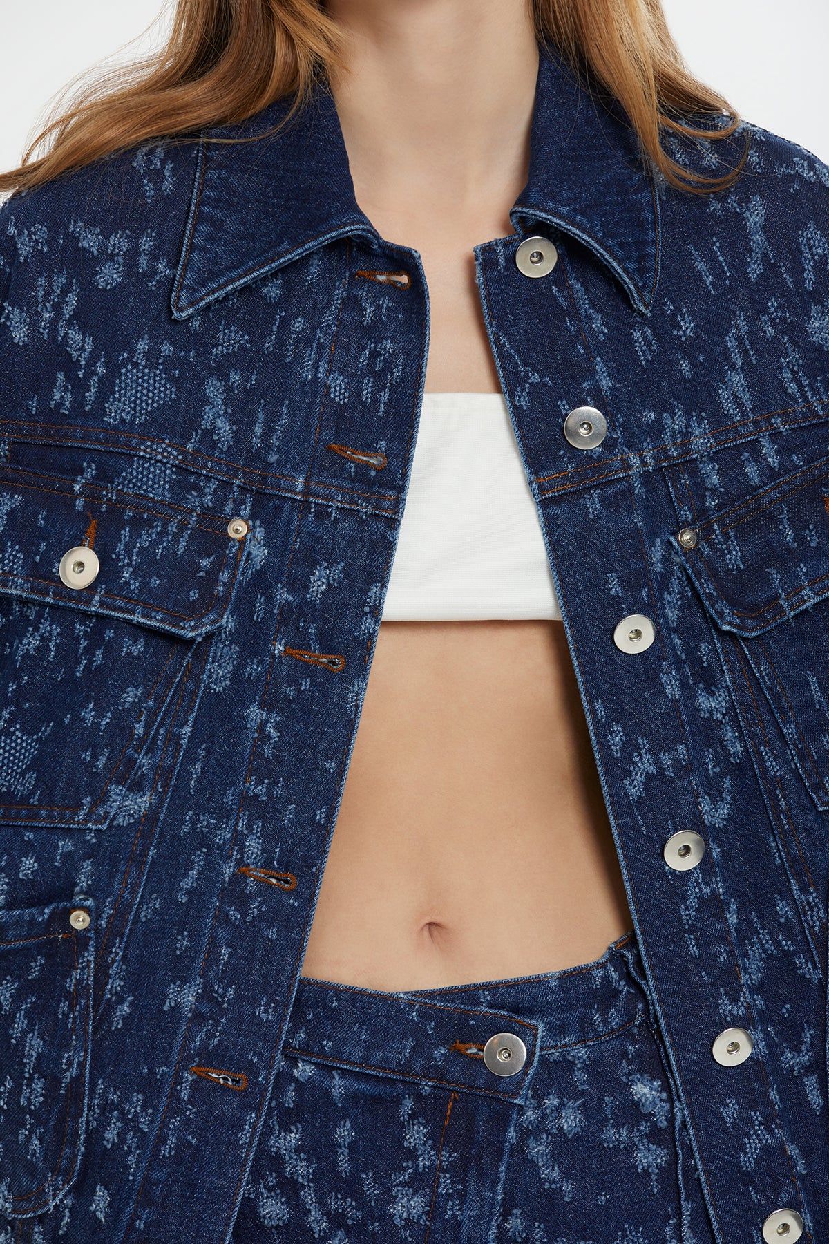 Patterned Navy Jean Jacket N