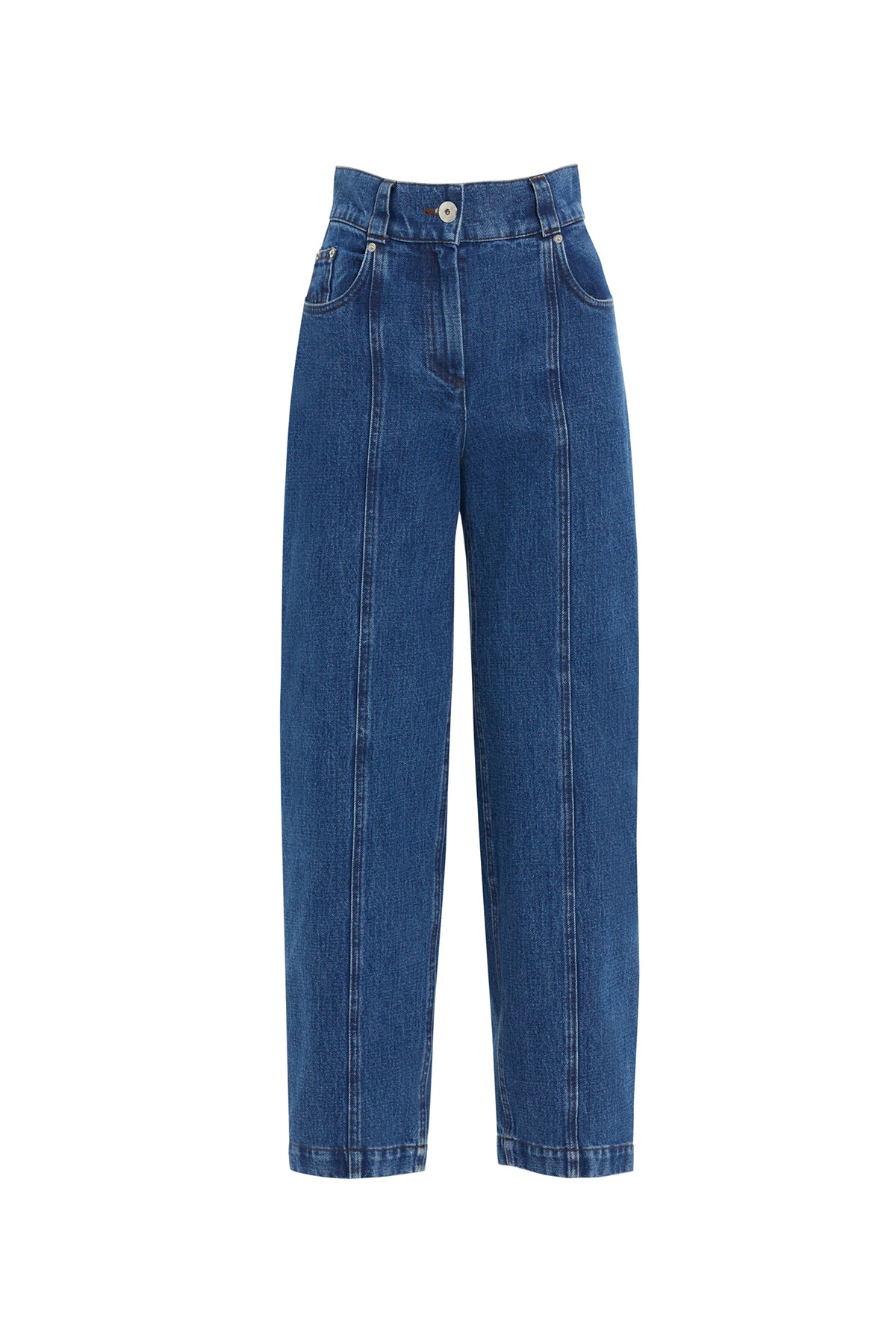 Back Leather Print Pocket Front Stitch Detail Jean Pants N