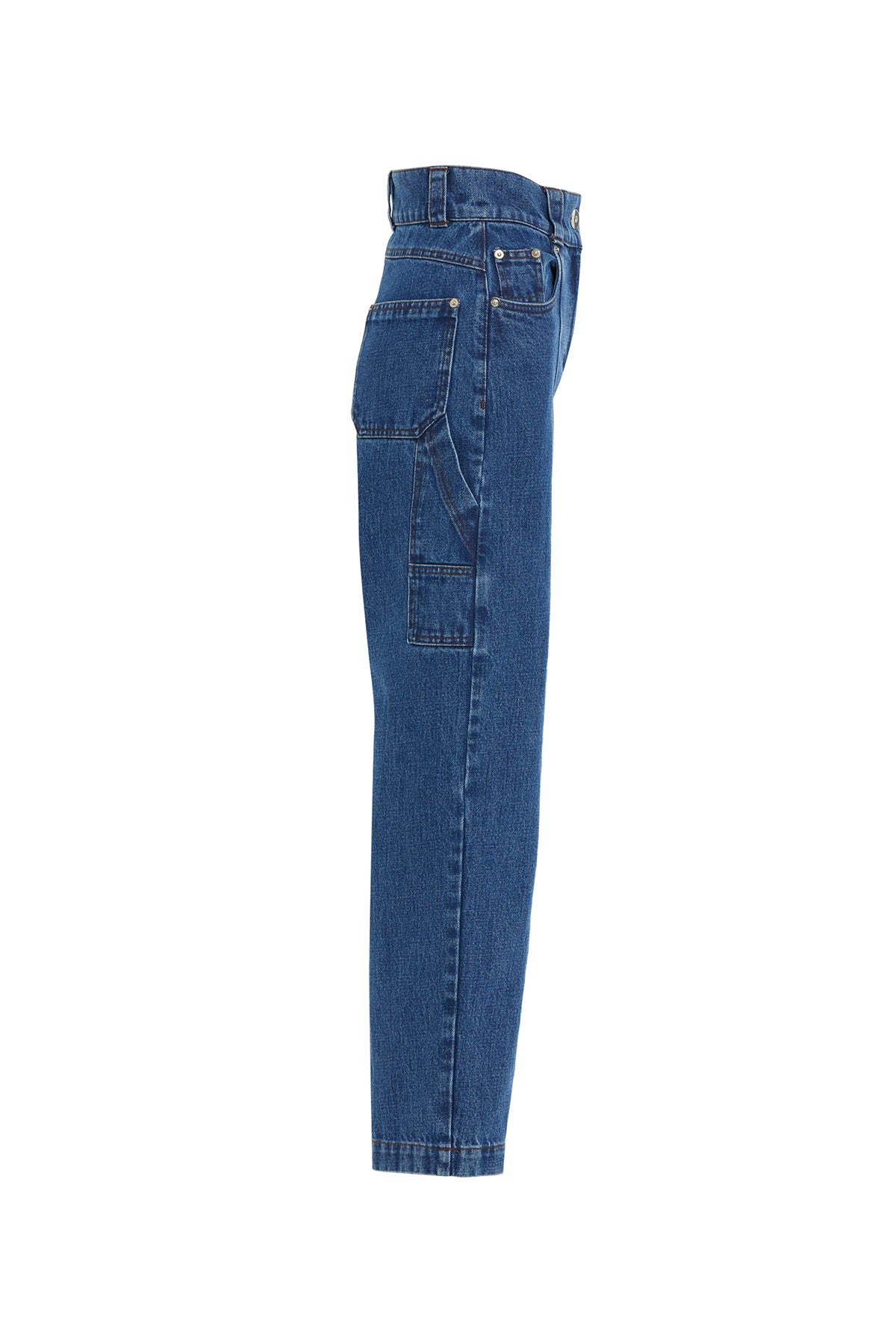 Back Leather Print Pocket Front Stitch Detail Jean Pants N