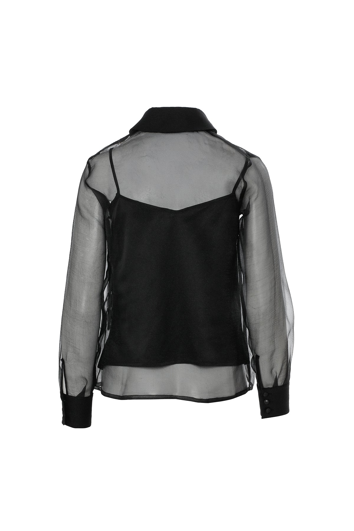 Self-Lined Black Chiffon Shirt