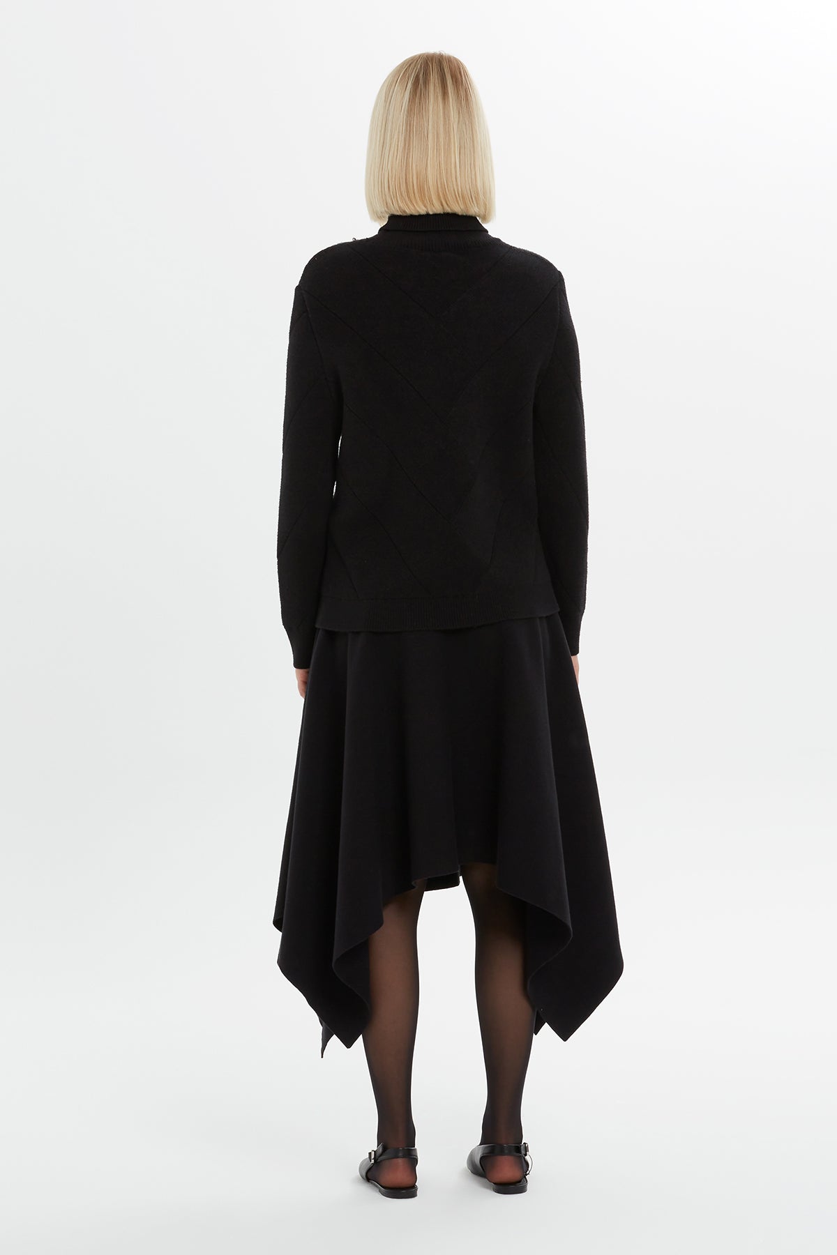 Beaded Embellished Turtleneck Black Knit Jumper N