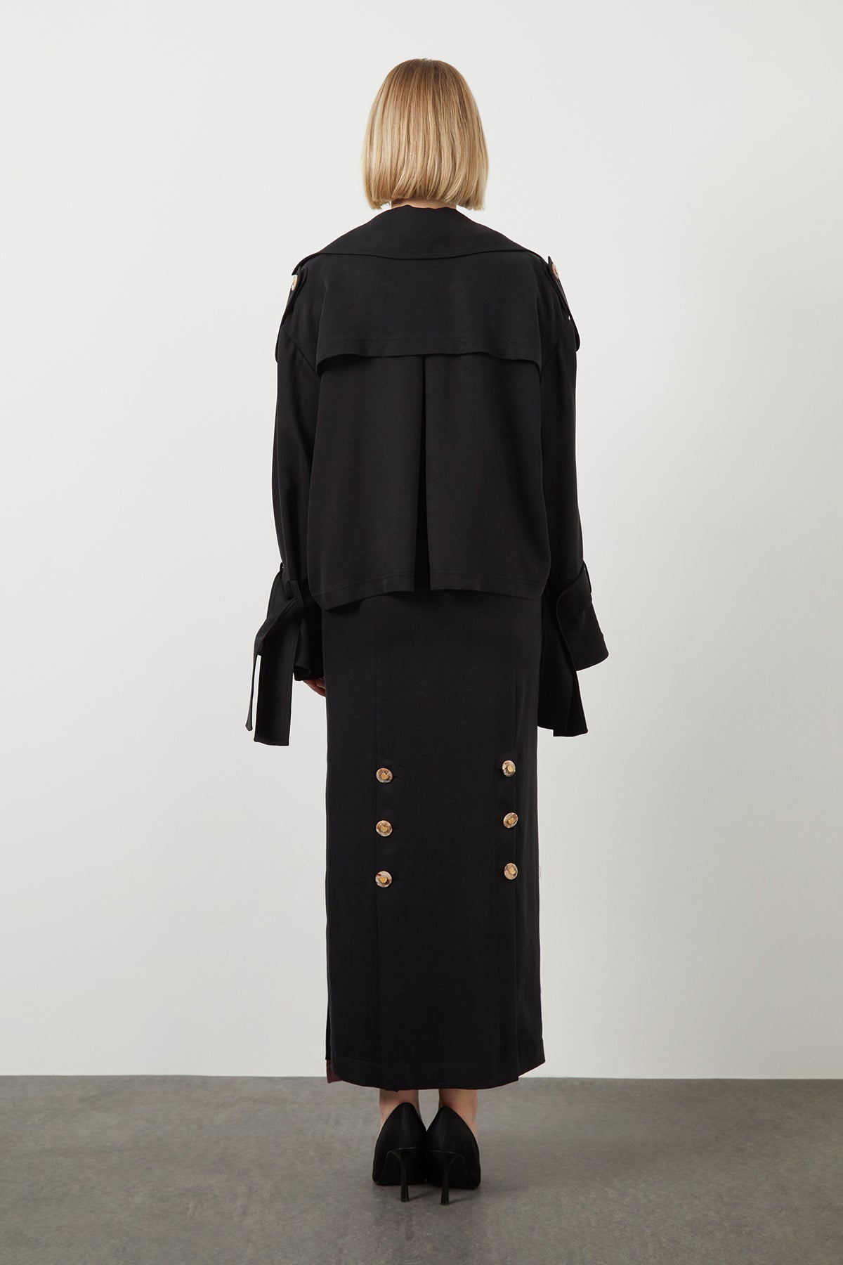 Tie-Sleeve Detail Black Jacket Black N