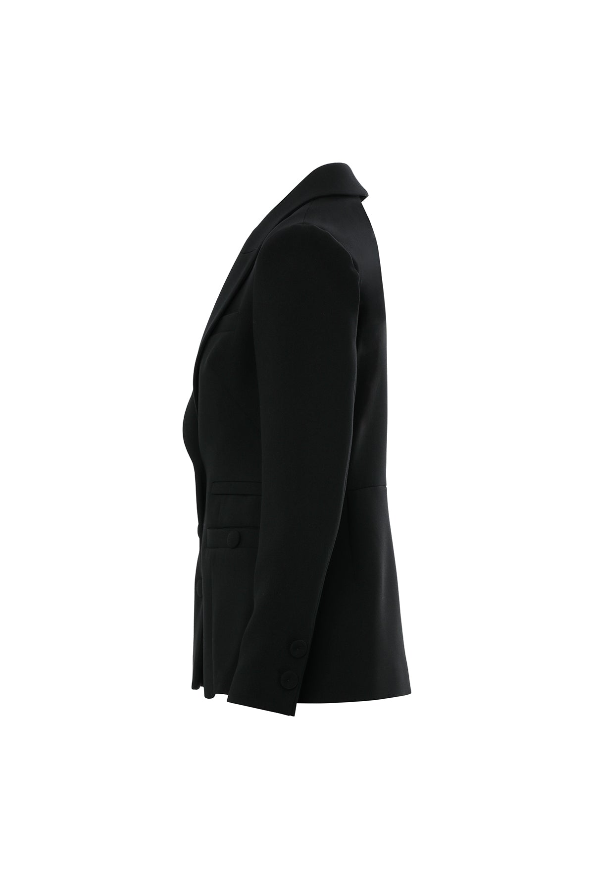 Snap Detail Shoulder Pad Pleated Pocket Lined Black Jacket N