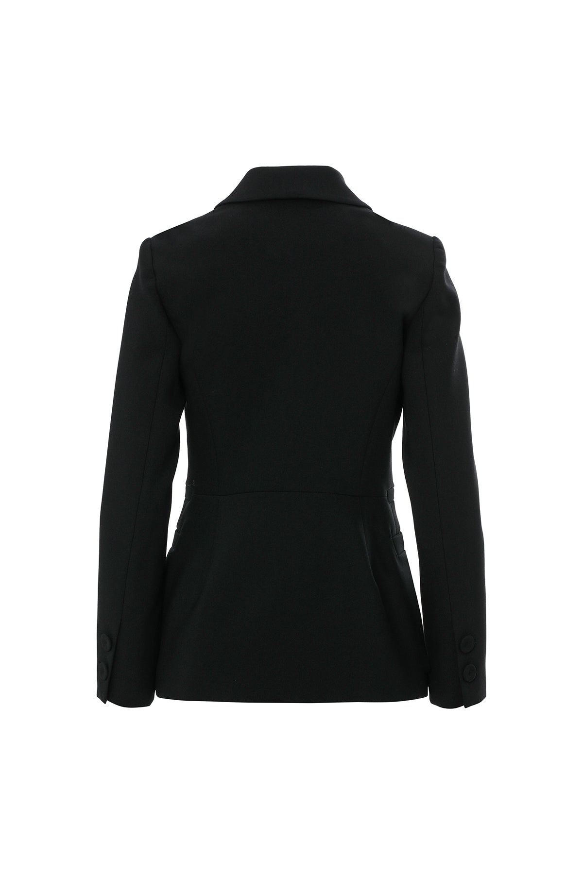 Snap Detail Shoulder Pad Pleated Pocket Lined Black Jacket N