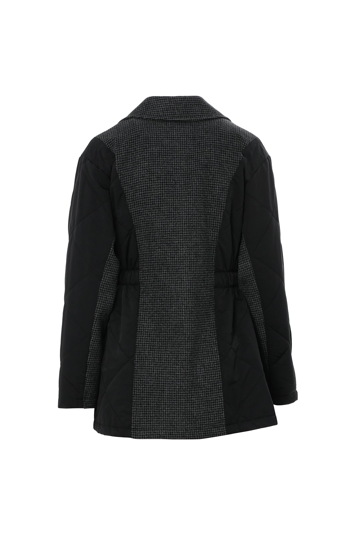 Waist Elastic Double-Breasted Zippered Quilted Grey Coat N