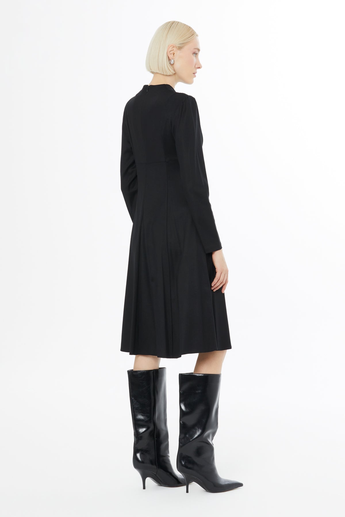 Black V-Neck Midi Dress