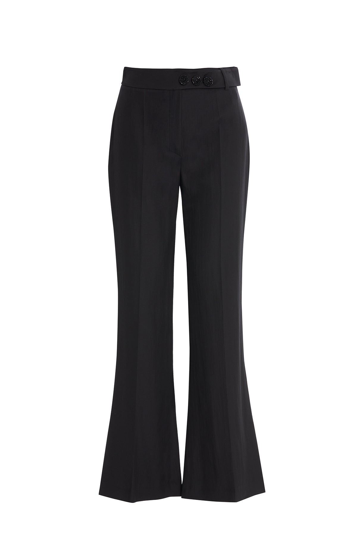 Black Trousers with Beaded Belt Detail