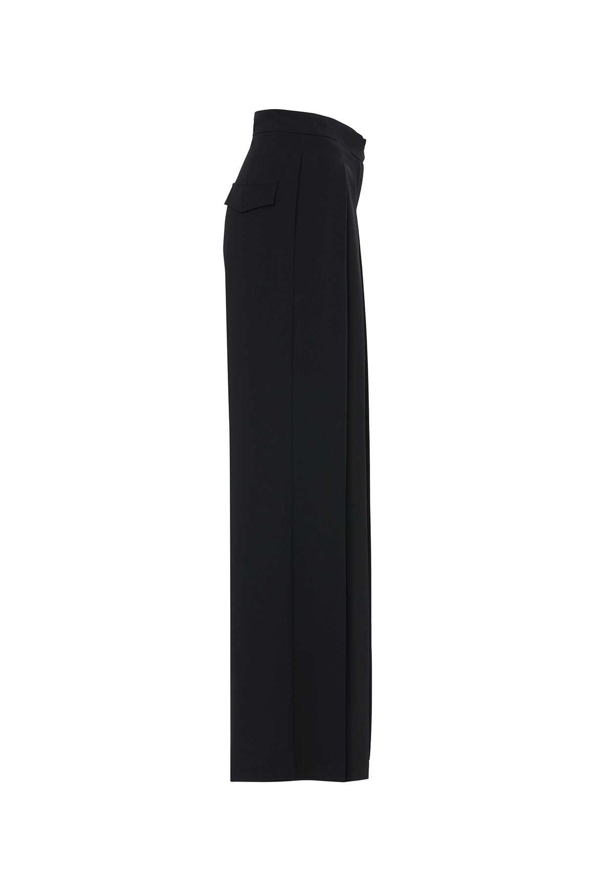 Black Pleated-Detail Pants with Pockets