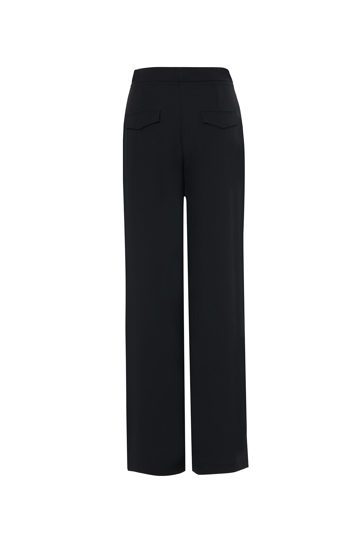 Black Pleated-Detail Pants with Pockets