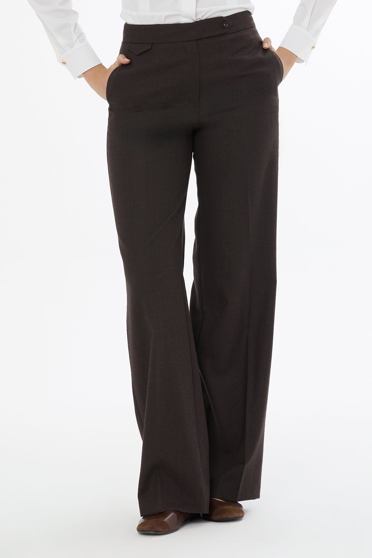 Black Wide Trousers with Buttons