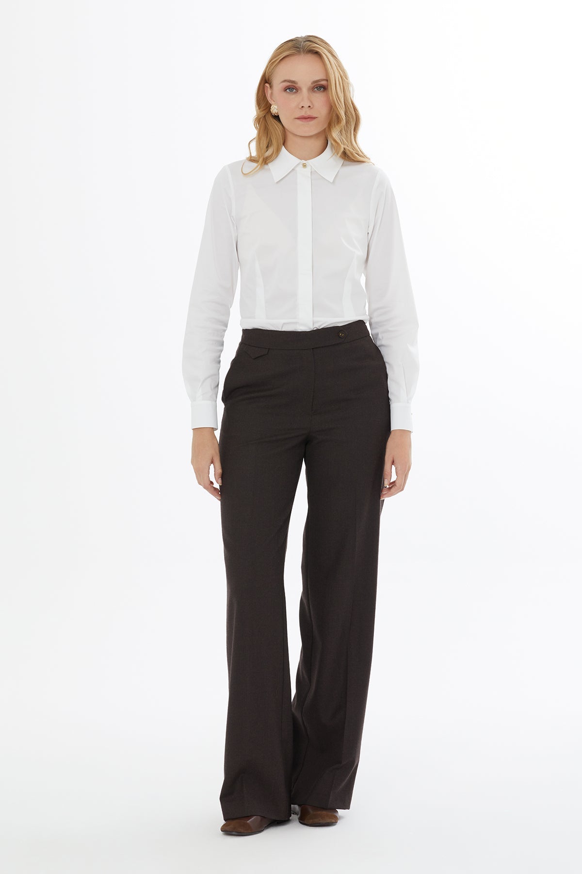 Black Wide Trousers with Buttons