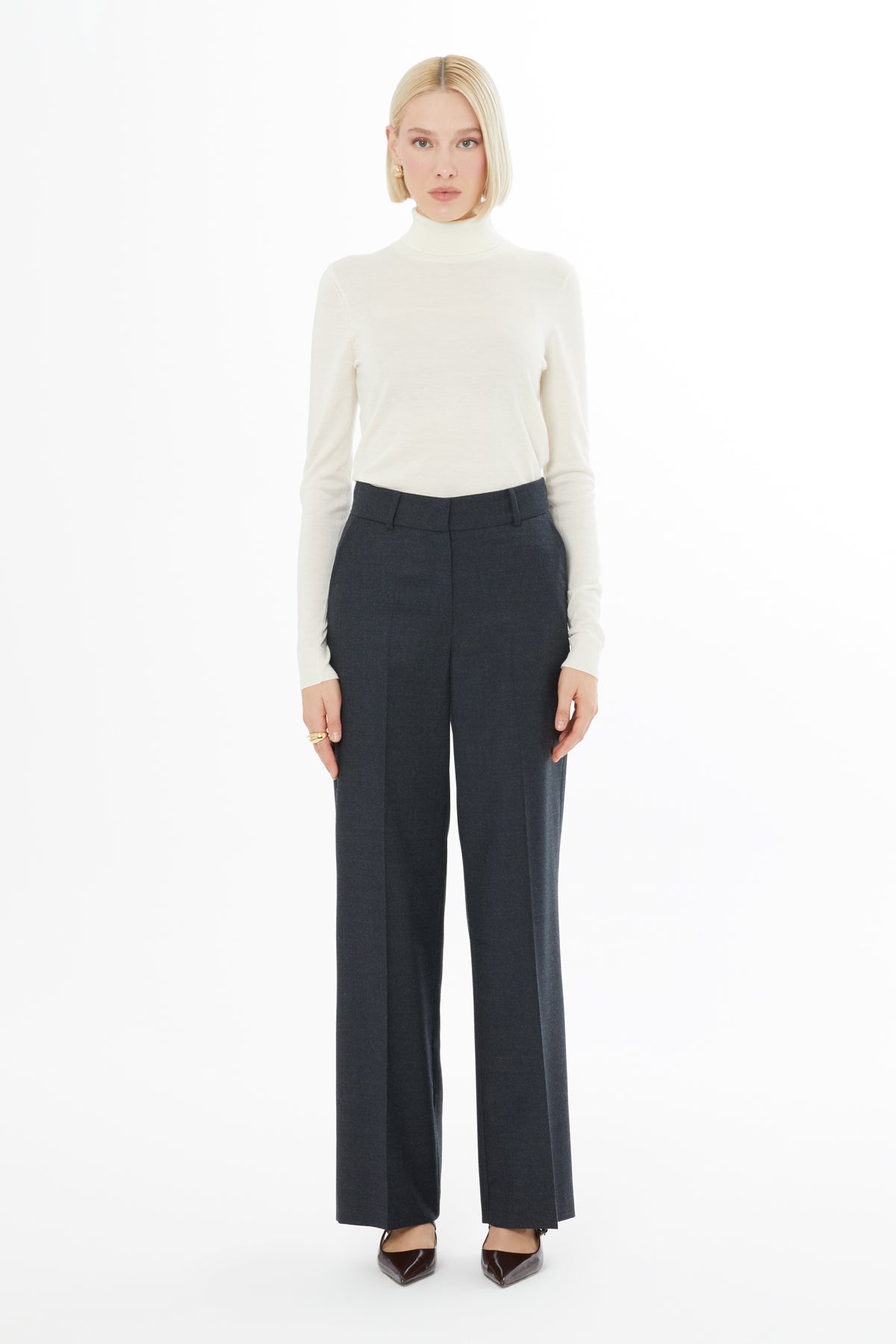 Grey Wide-Leg Trousers
