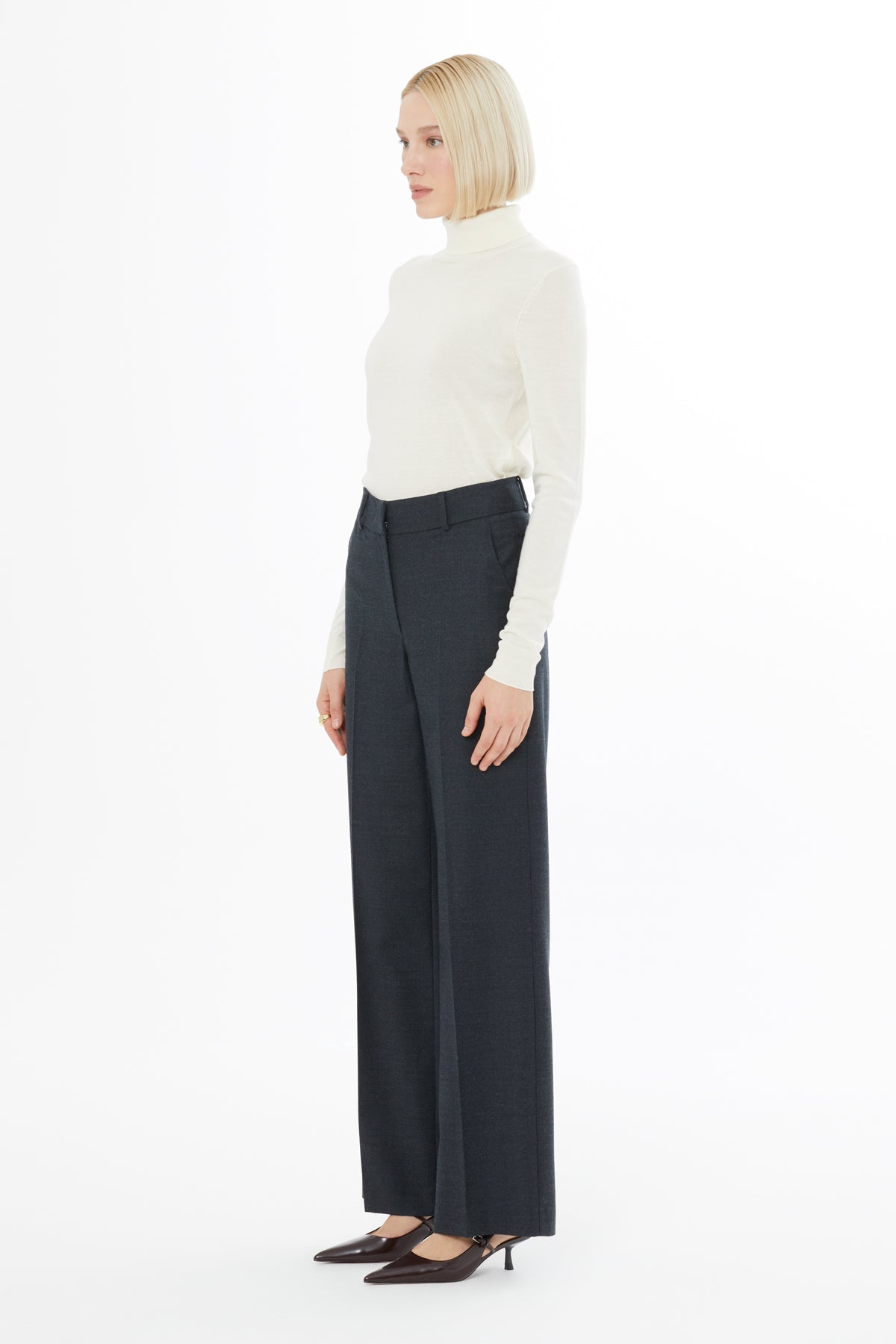 Grey Wide-Leg Trousers