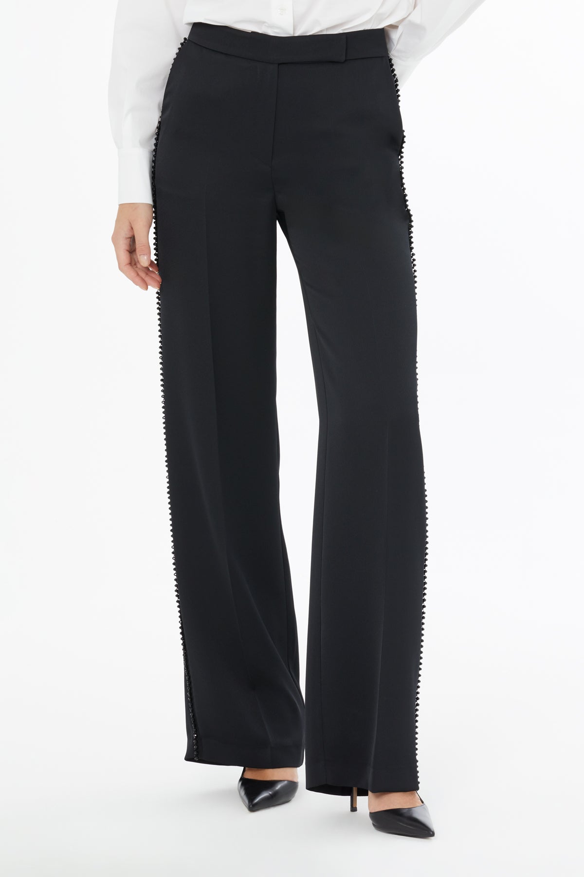 Black Trousers with Striped Detail