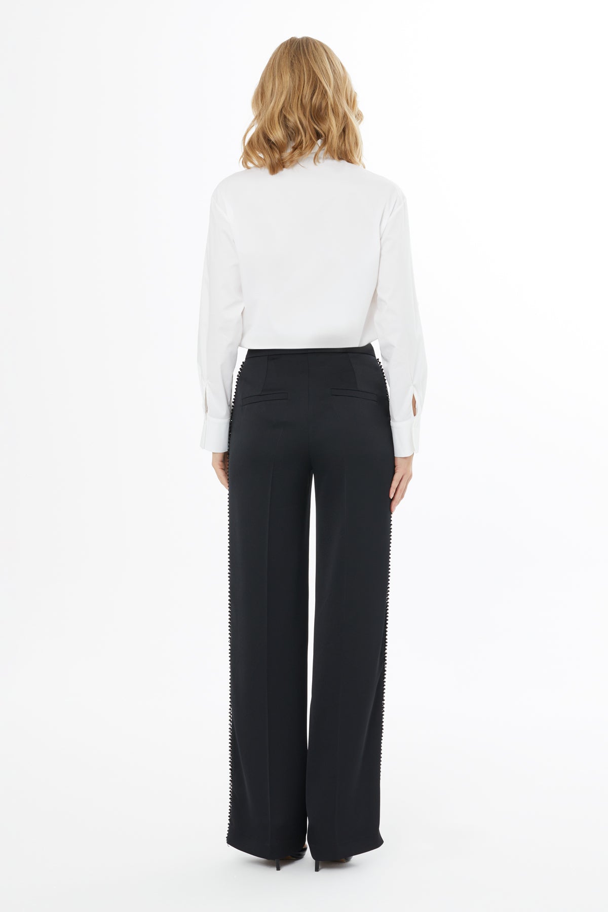 Black Trousers with Striped Detail