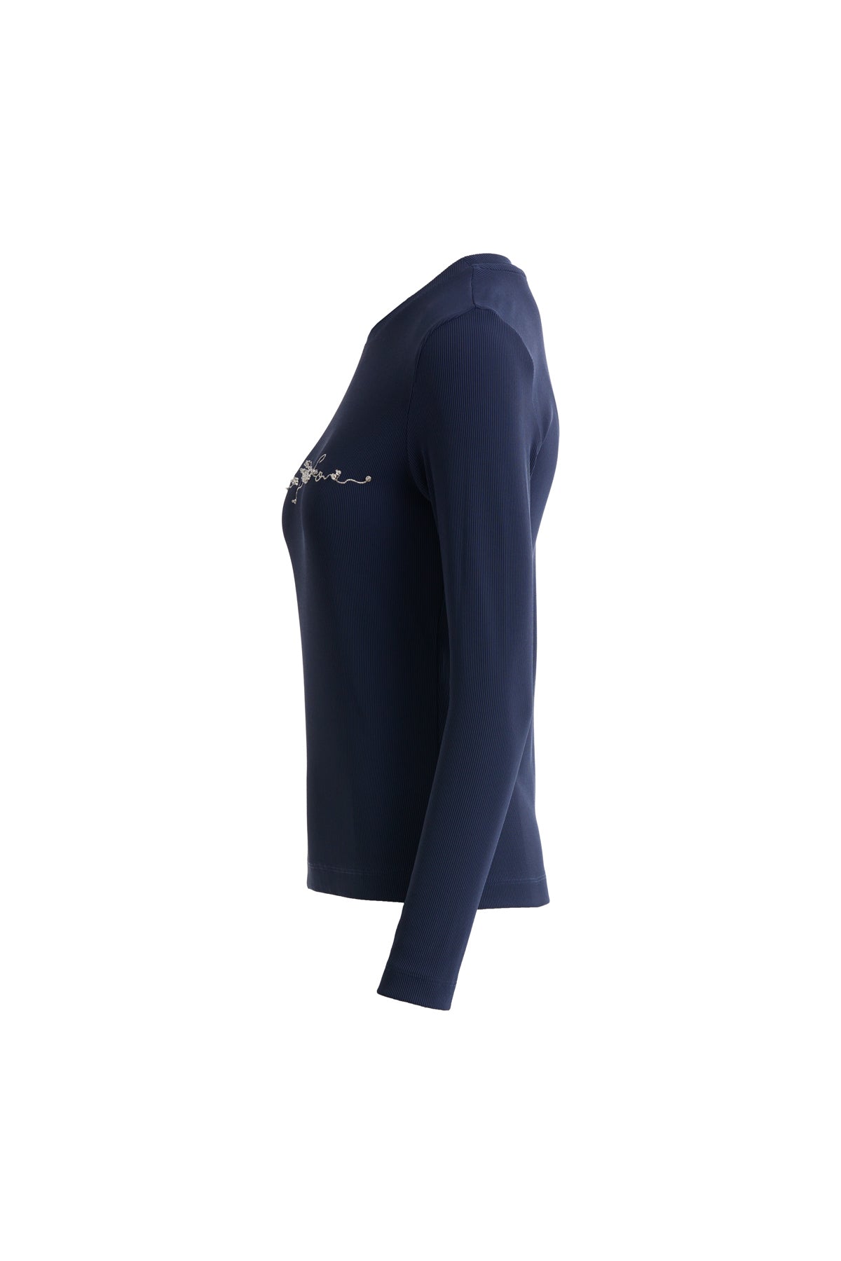 Navy T-Shirt with Glitter Embroidery Detail