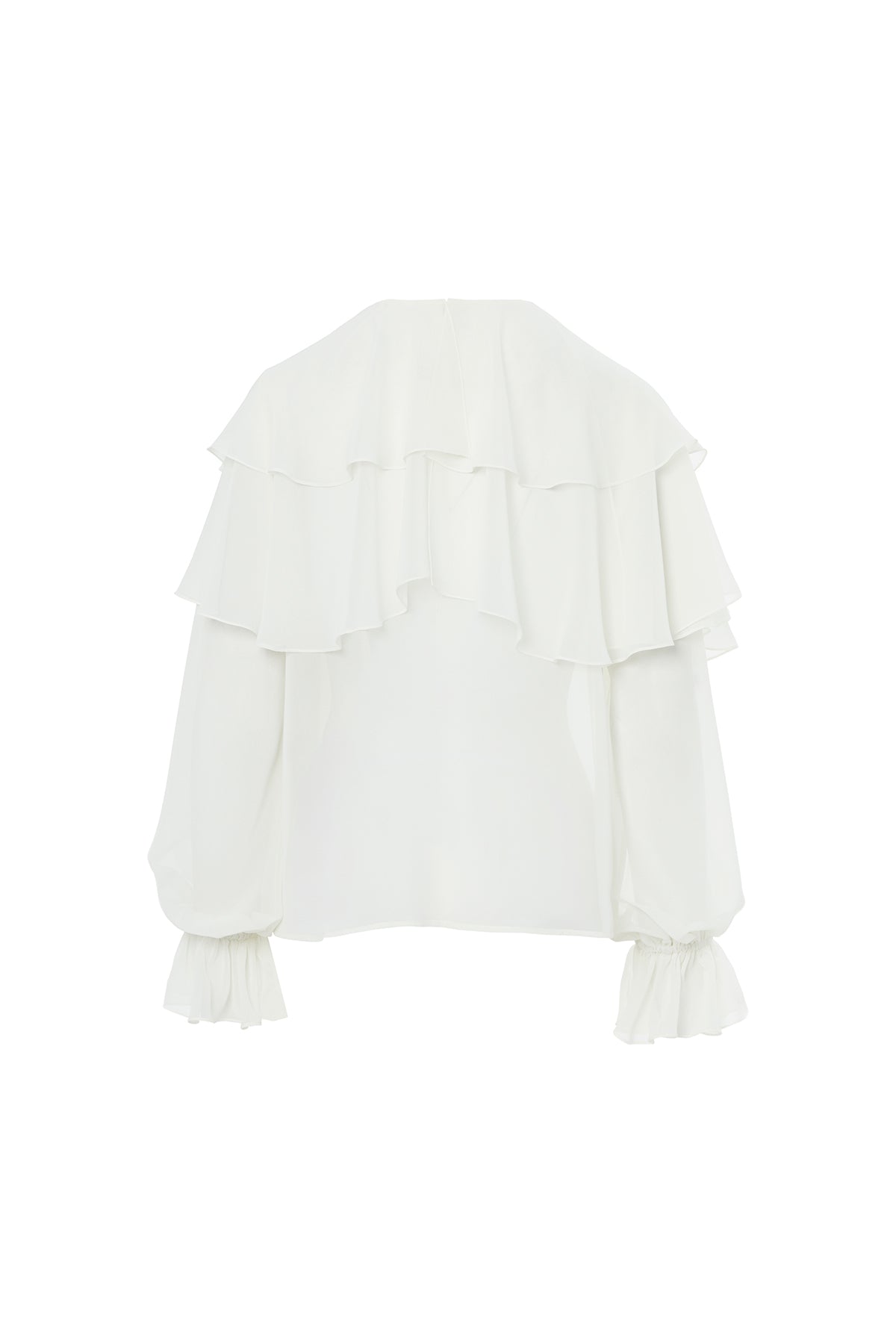 Ruffled Long-Sleeve Blouse with Elasticated Cuffs N
