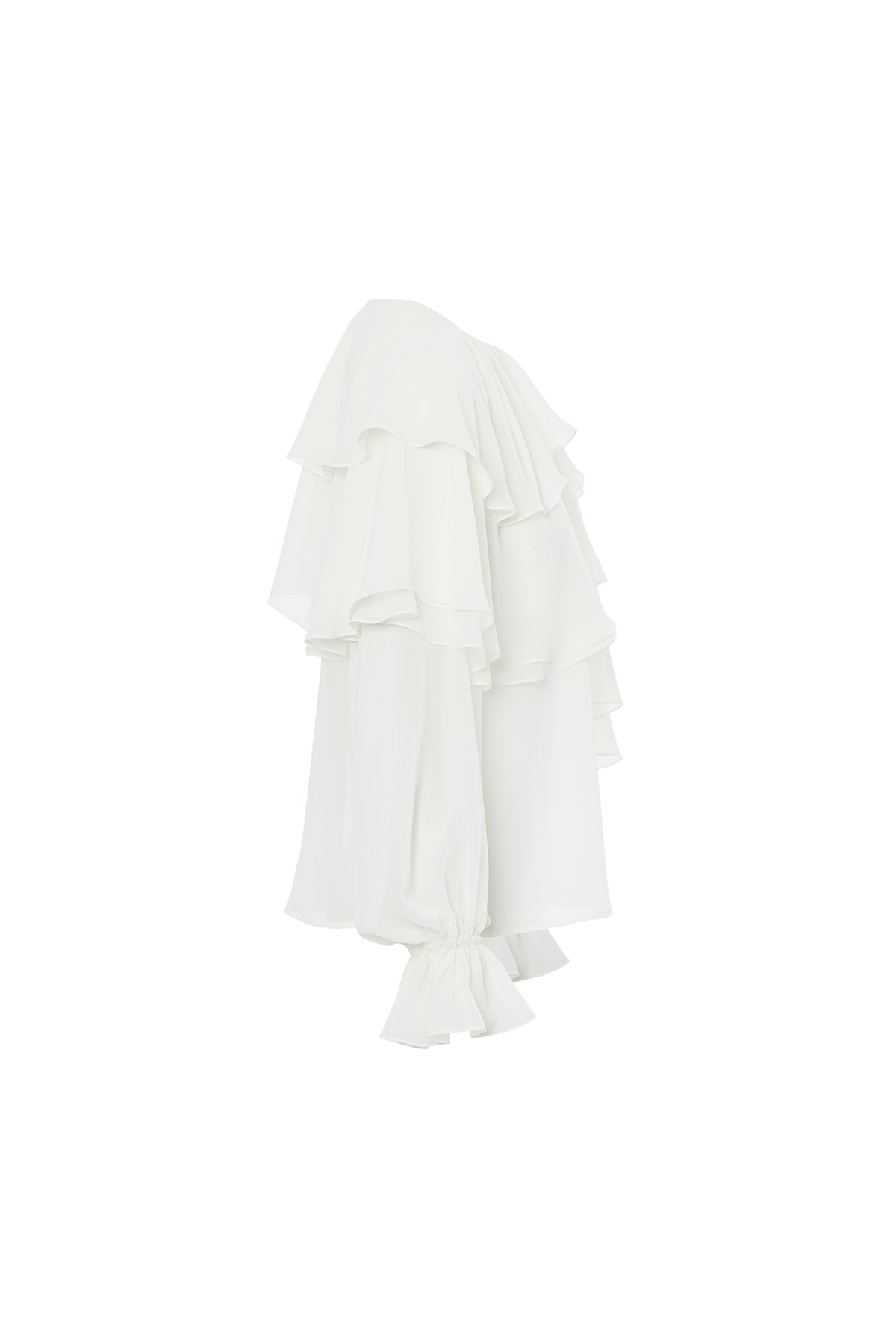 Ruffled Long-Sleeve Blouse with Elasticated Cuffs N