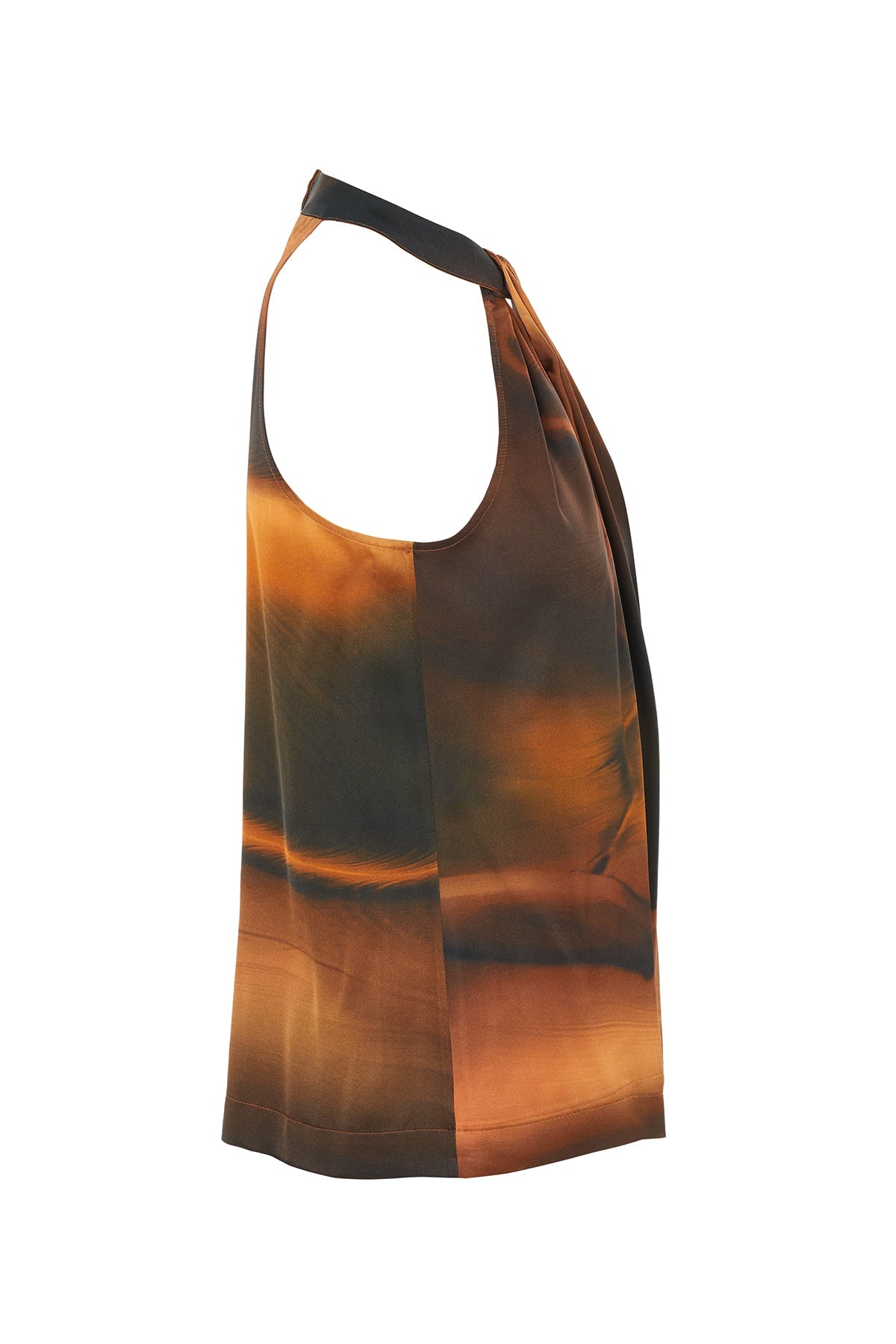 Brown Printed Blouse with Front Buckle