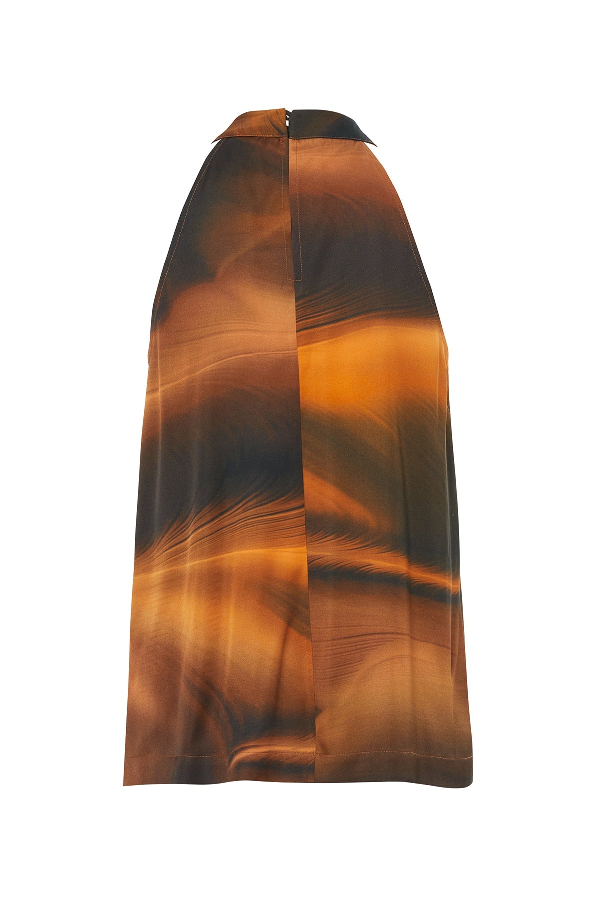 Brown Printed Blouse with Front Buckle