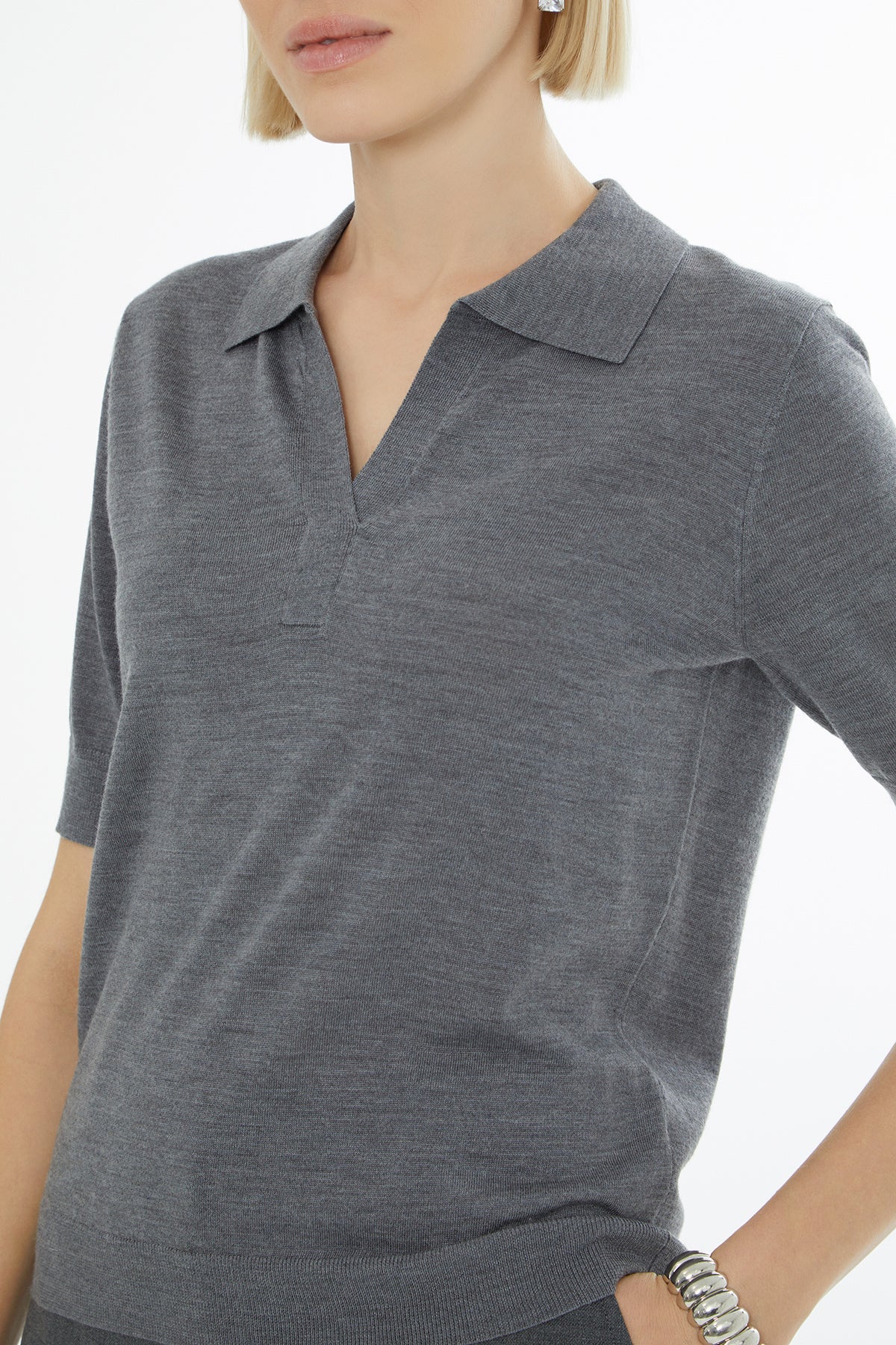 Dropped Shoulder Knit Sweater N