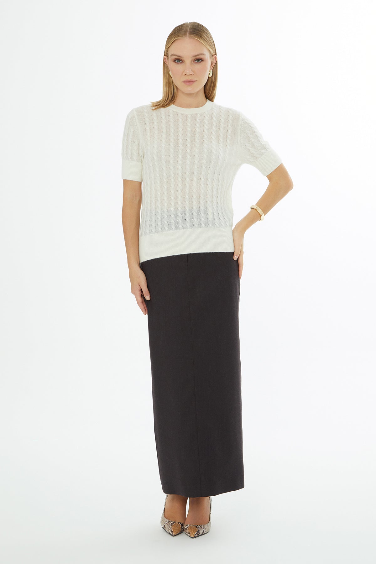 Crew Neck Short Sleeve Sweater N
